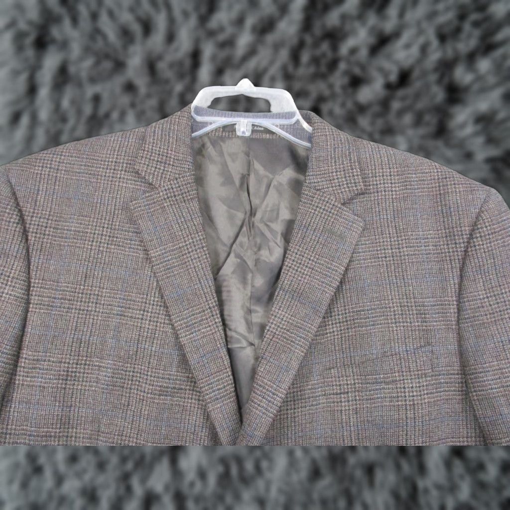 Ralph Lauren VINTAGE Lauren Ralph Lauren Jacket Mens 42S Brown Wool Glen Plaid Blazer Sport Coat Size 42R - 1 Thumbnail