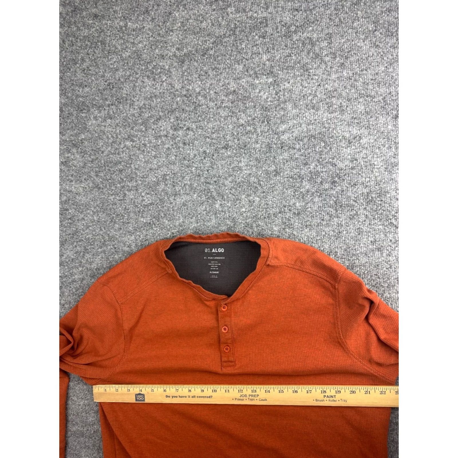 Vintage 01. ALGO Shirt Men's XL Orange Long Sleeve Henley Waffle Knit UPF 40 Size US XL / EU 56 / 4 - 3 Thumbnail
