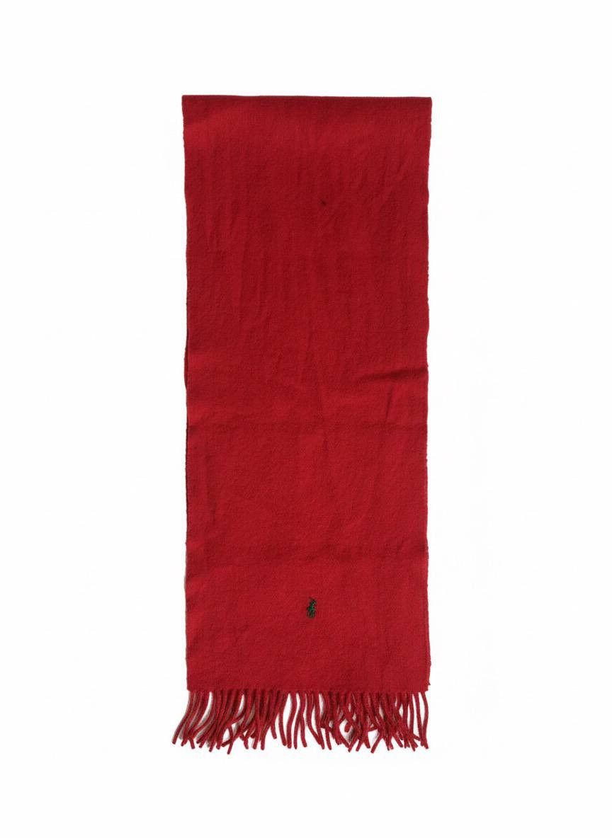 Polo Ralph Lauren POLO RALPH LAUREN Red 100% Wool Scarf Classic Logo Size ONE SIZE - 3 Thumbnail