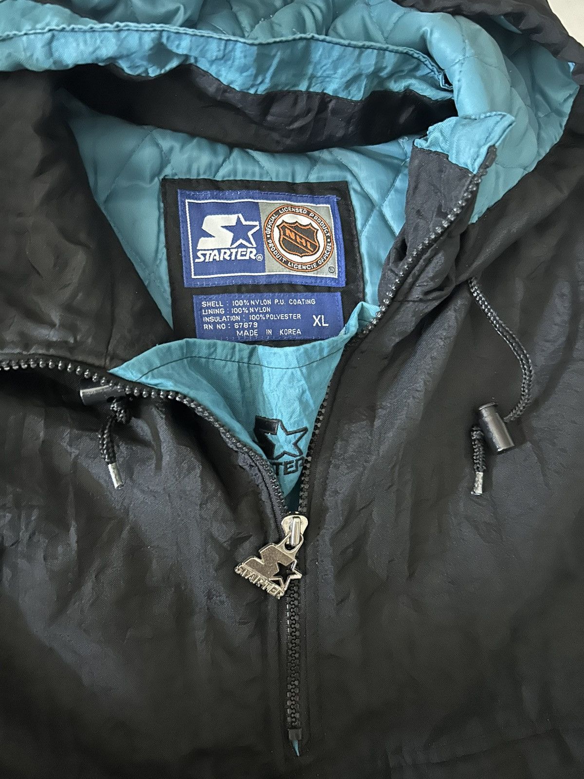 NHL × Vintage Vintage 90s Starter Jacket NHL San Jose Sharks Size US XL / EU 56 / 4 - 4 Thumbnail
