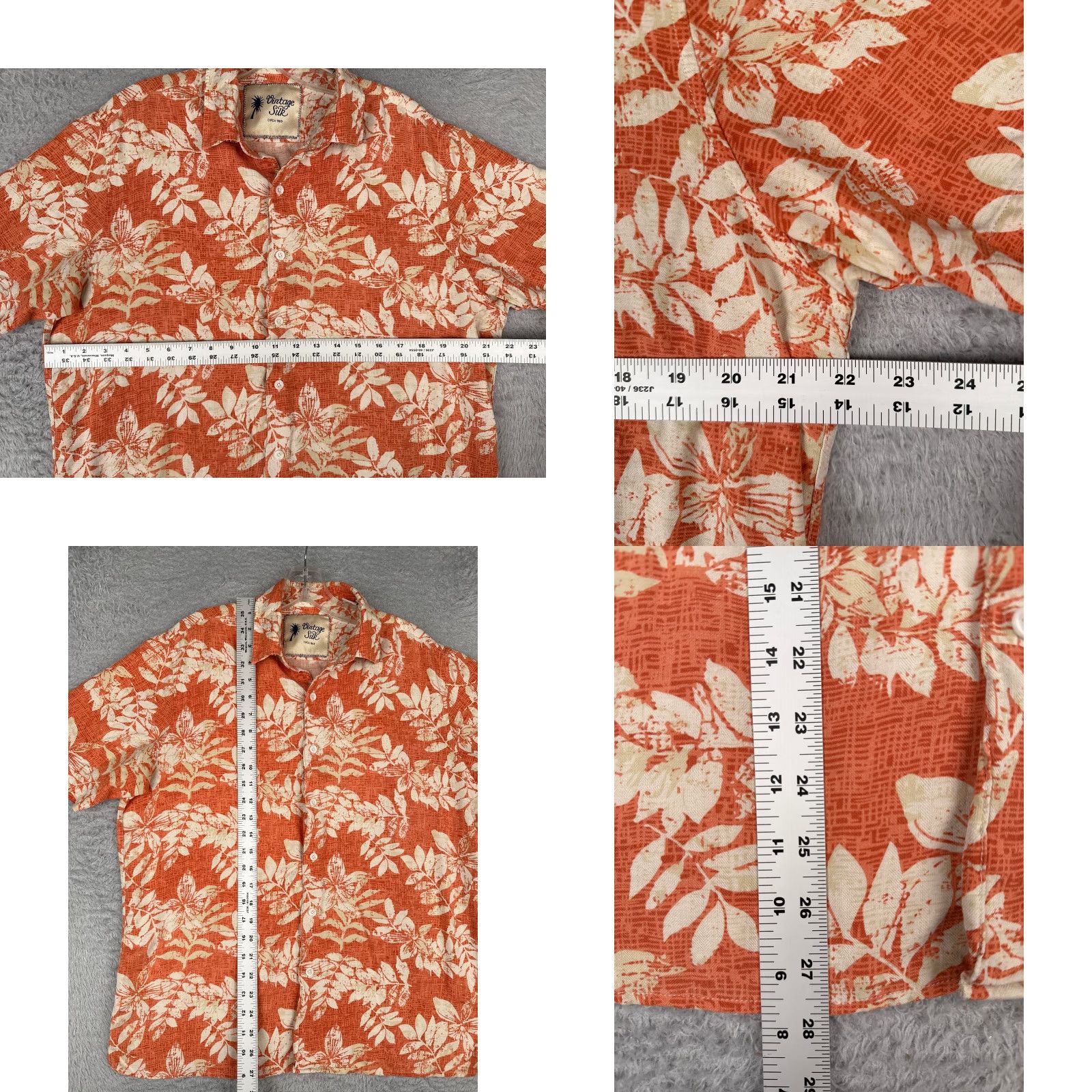Vintage VINTAGE Vintage Silk Shirt Men Large Orange Floral Silk Blend Button Up Hawaiian Beach Shirt MENS Size US L / EU 52-54 / 3 - 8 Thumbnail
