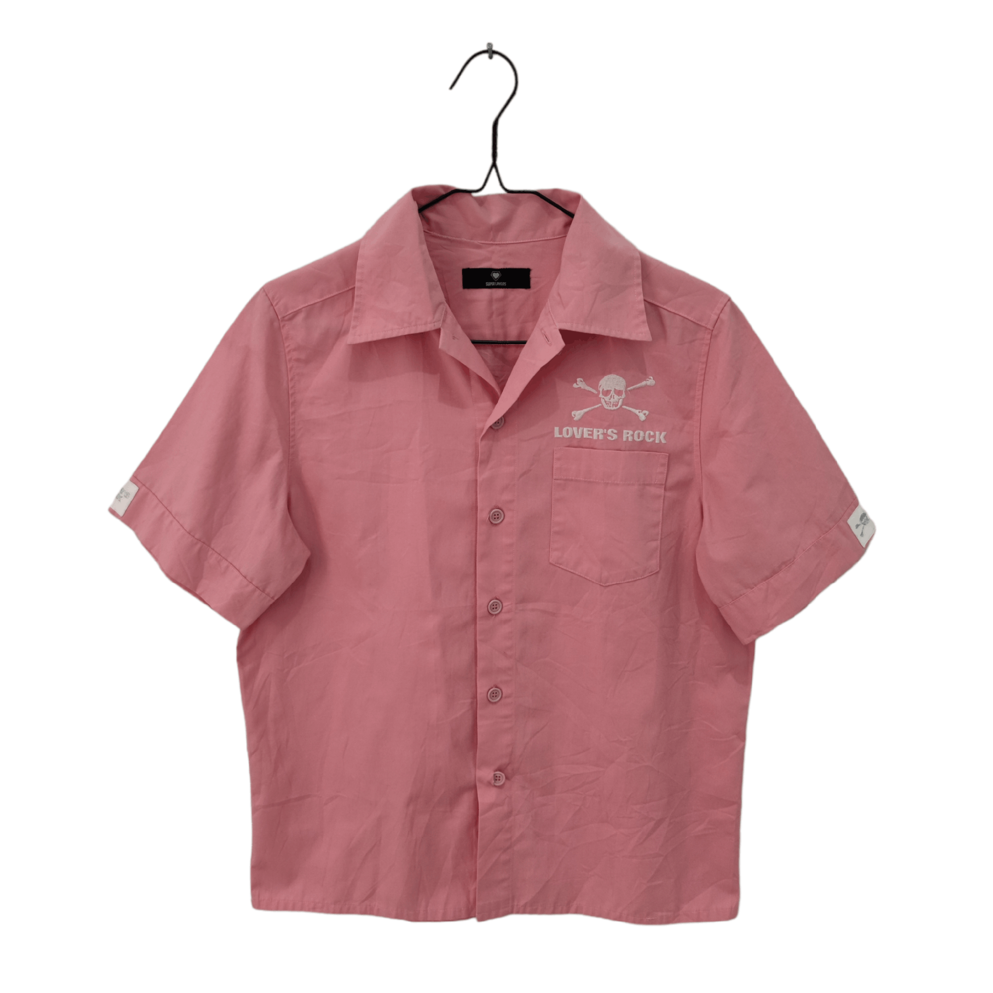 image of Vintage Super Lovers Rock Rockabilly Harajuku Shirts in Pink, Men's (Size Medium)