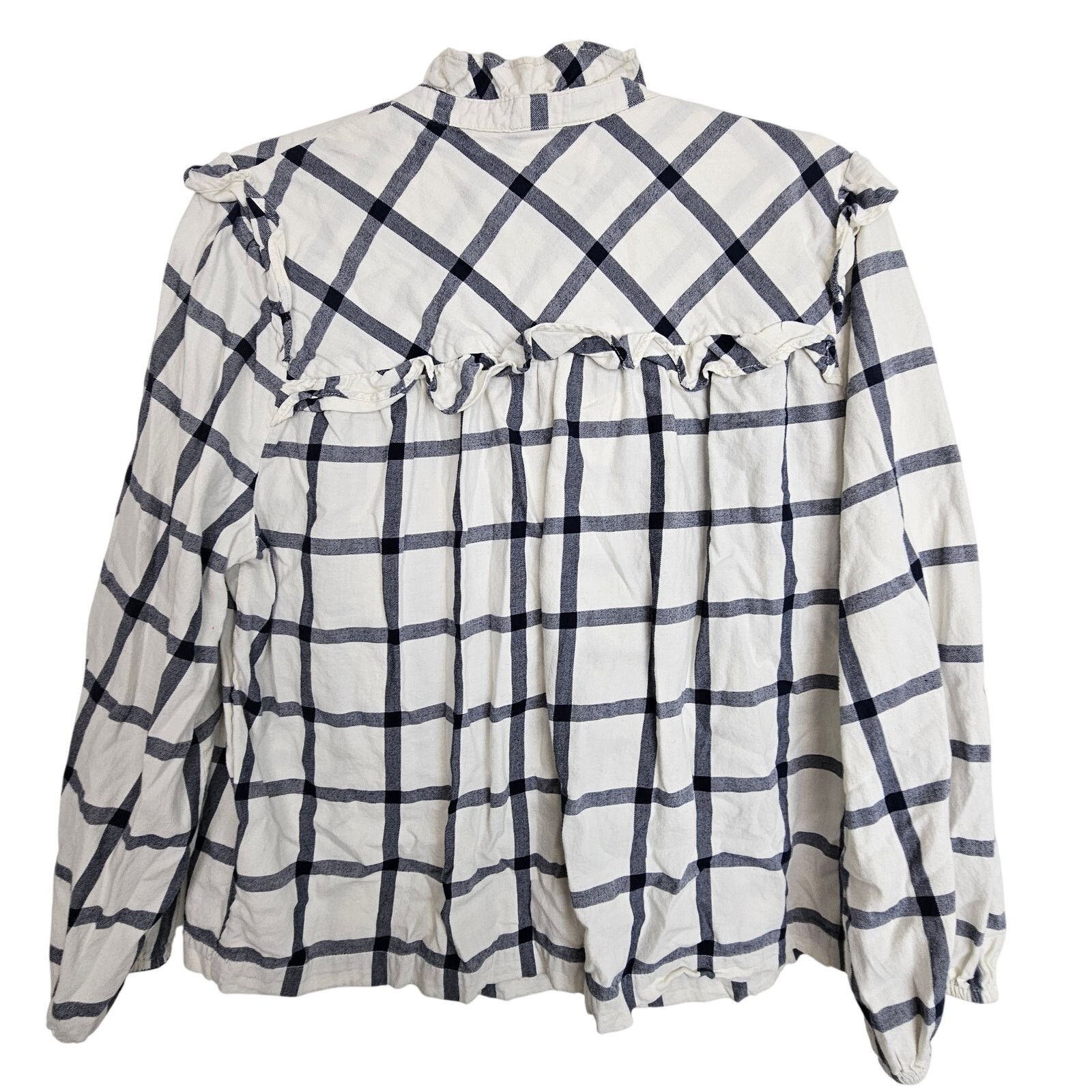J.Crew J. Crew Womens Ruffle Popover Flannel Shirt Size L Preppy Size L / US 10 / IT 46 - 9 Thumbnail