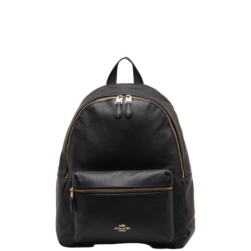 image of Coach Charlie Leather Backpack in Black, Women's