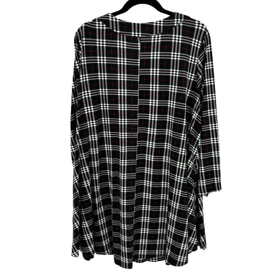 Other Plaid Women's Tunic Top Women's 3X Black Casual Fall Grunge Flowy feminine Comfy Size 3XL / US 20-22 - 2 Thumbnail