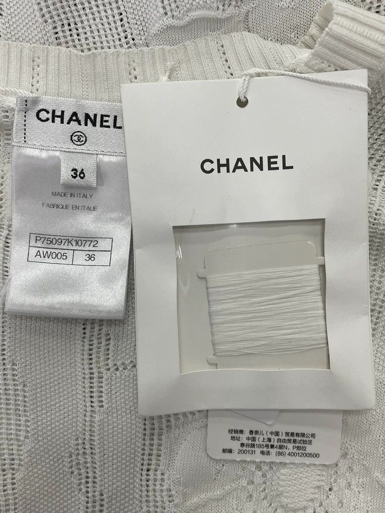 Chanel chanel White camelia hollow knit long sleeves Size XS / US 0-2 / IT 36-38 - 4 Thumbnail