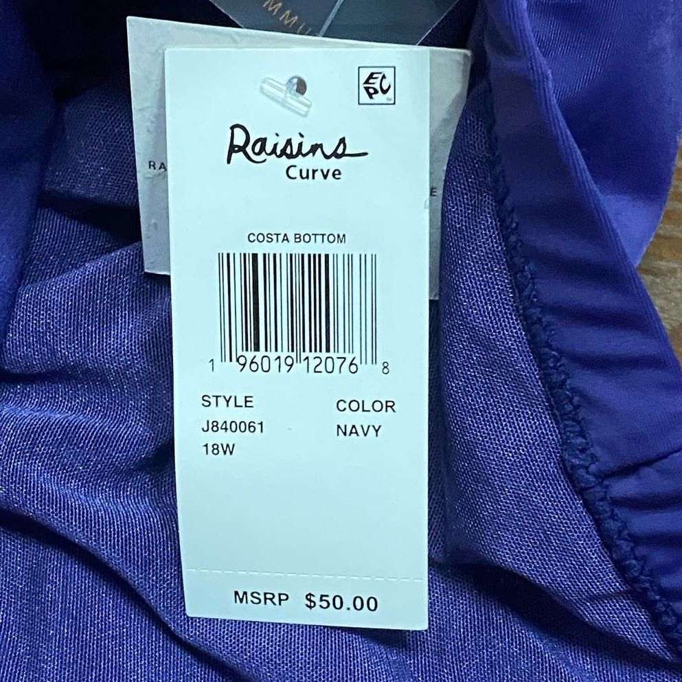 Other RAISINS CURVE Plus Size Solid Ruched Costa Swim Bot Navy 18W Size ONE SIZE - 4 Thumbnail