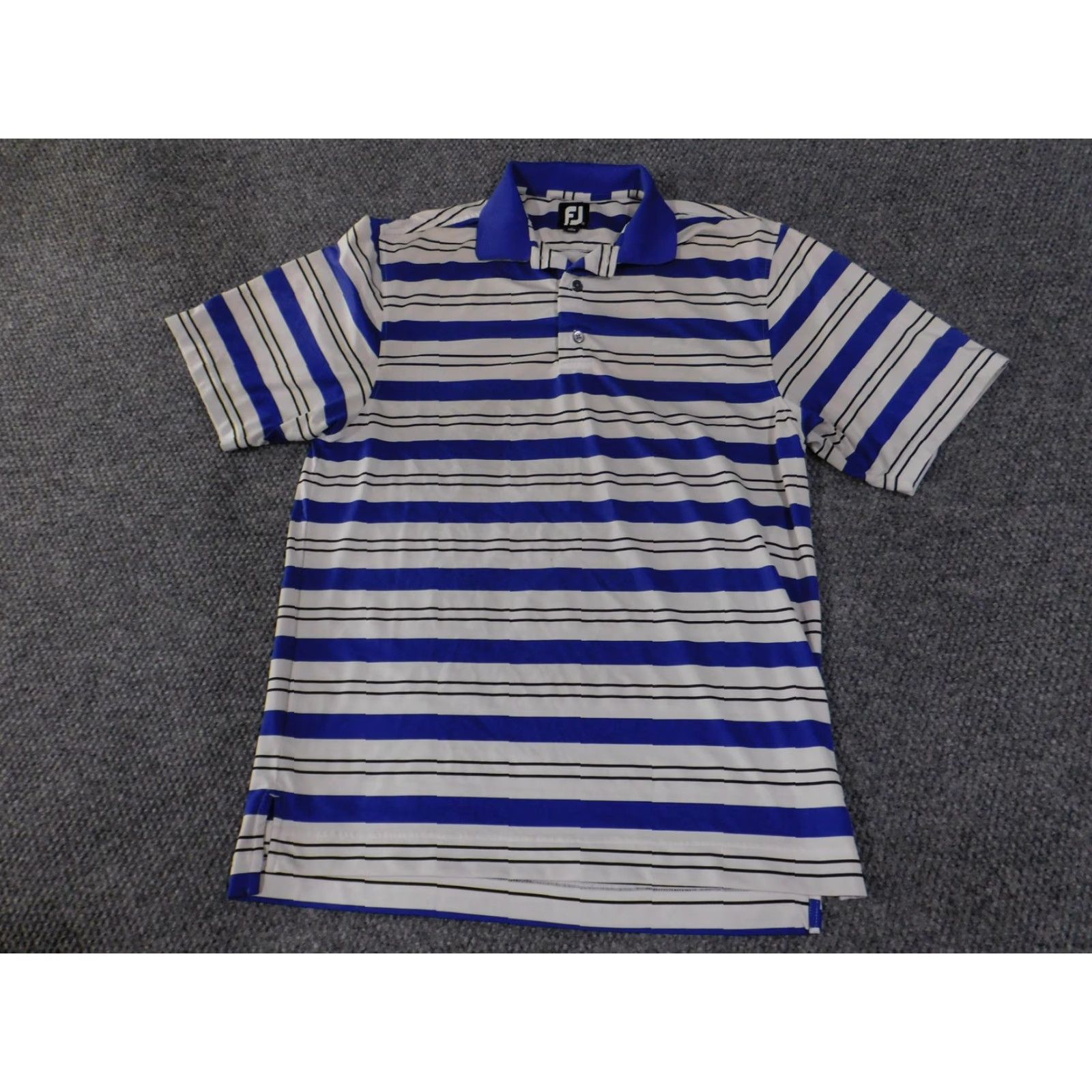 Footjoy FootJoy Polo Shirt Mens M Blue White Black Striped Golf Performance Stretch Shirt Size US M / EU 48-50 / 2 - 3 Thumbnail