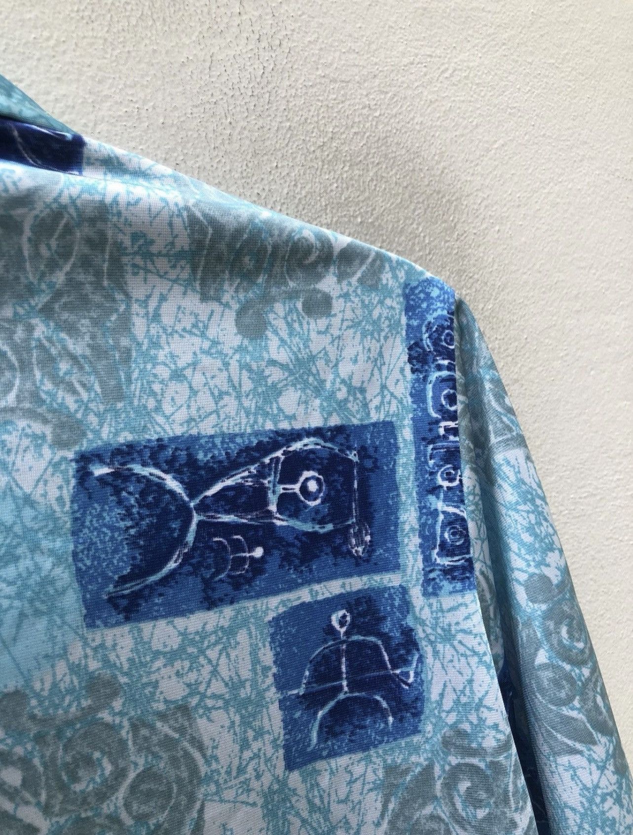 Vintage Vintage 70s NAPILI Abstract Cave Art Collar Sharp Hawaiian Size US M / EU 48-50 / 2 - 16 Thumbnail