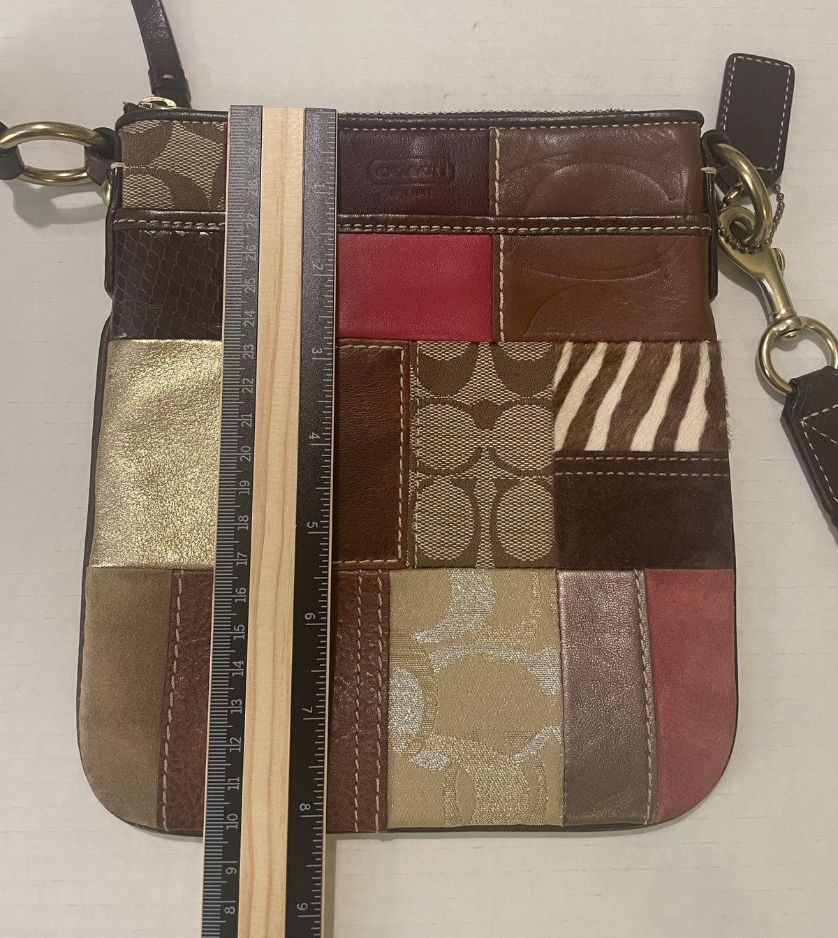 Coach Coach Patchwork Brown Leather Suede Bag Crossbody Handbag Size ONE SIZE - 7 Thumbnail