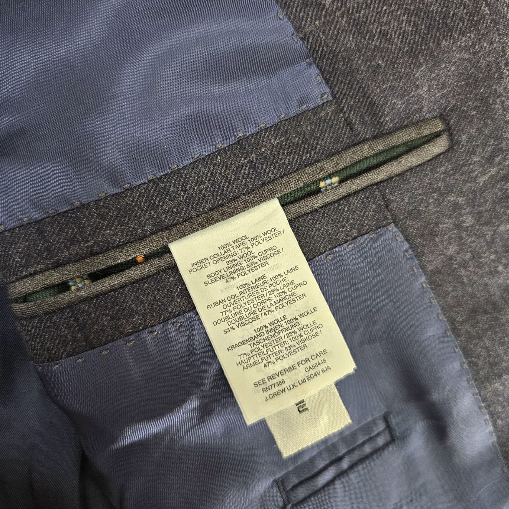 J.Crew J.Crew Blazer Mens 42R Navy Check Windowpane Ludlow Italian Wool Sport Coat Jacket Size 42R - 7 Thumbnail