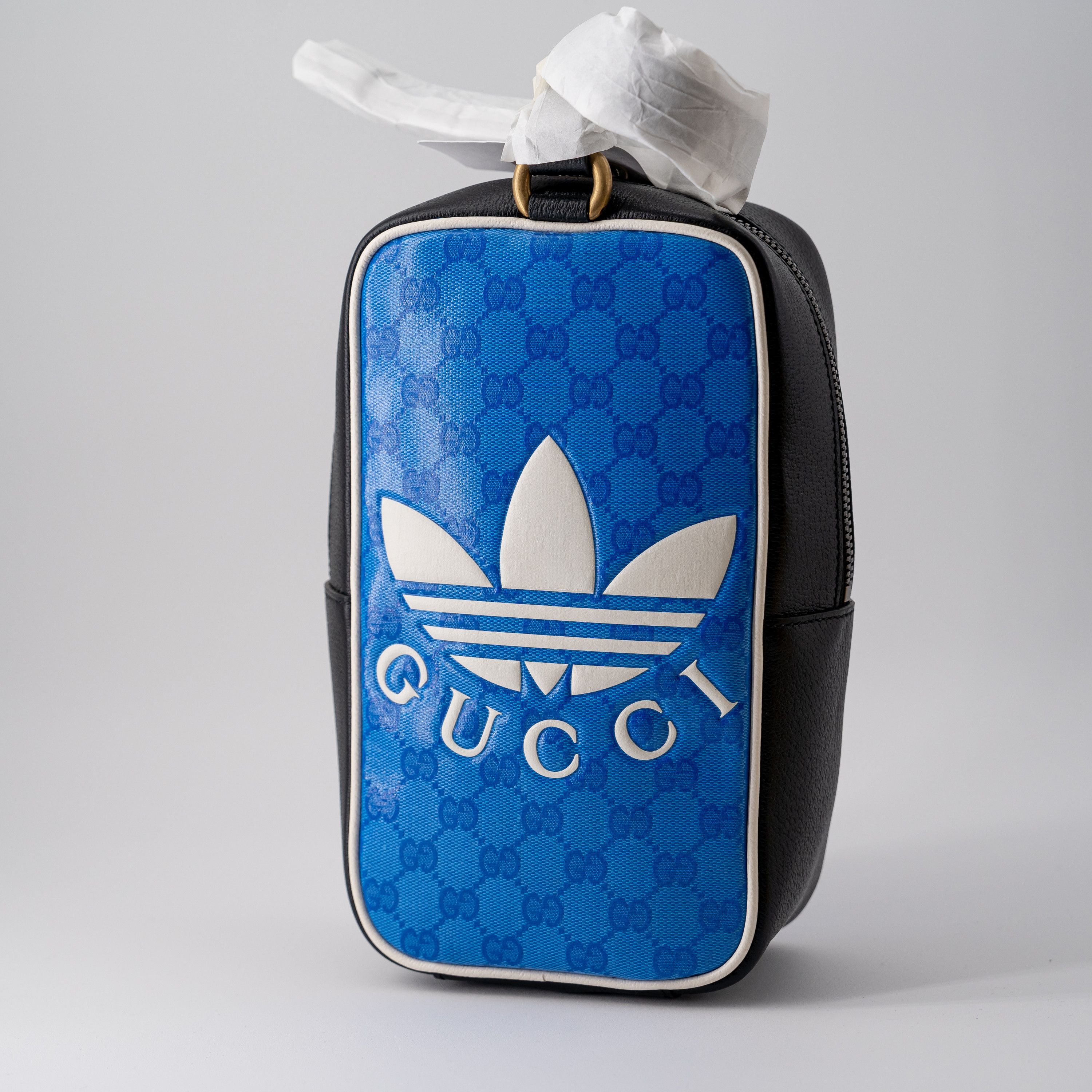 Gucci Gucci x Adidas GG Mini Top Handle Bag Blue Black Leather Size ONE SIZE - 6 Thumbnail