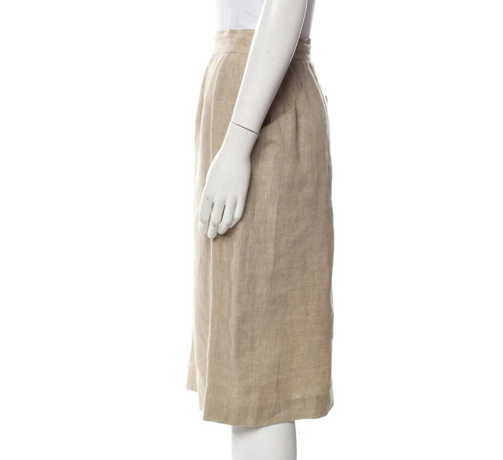 Fendi Fendi 365 Vintage Skirt XL | Linen Blend | Taupe Tan | 1980 Size 38" / US 16 / IT 52 - 2 Thumbnail