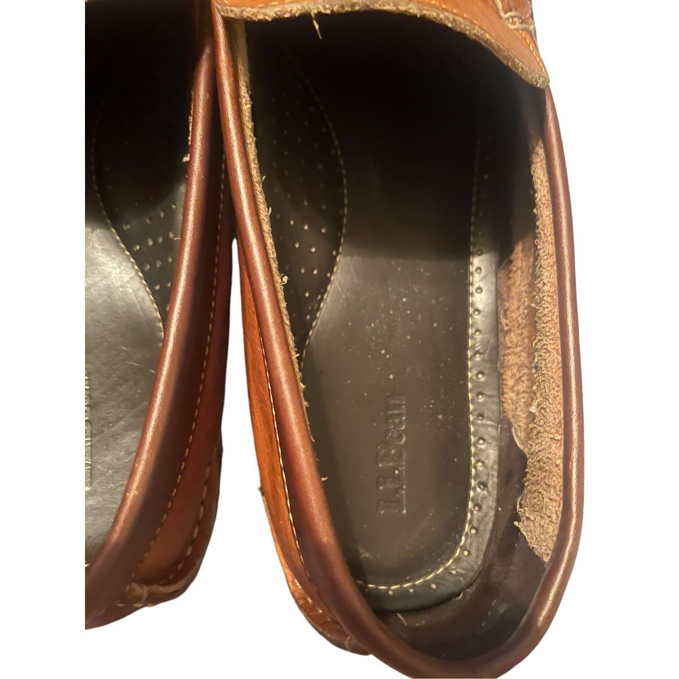 L.L. Bean L.L. Bean Mens Brown Solid Leather Slip On Flat Loafers Shoes Size 12 D Size US 12 / EU 45 - 4 Thumbnail