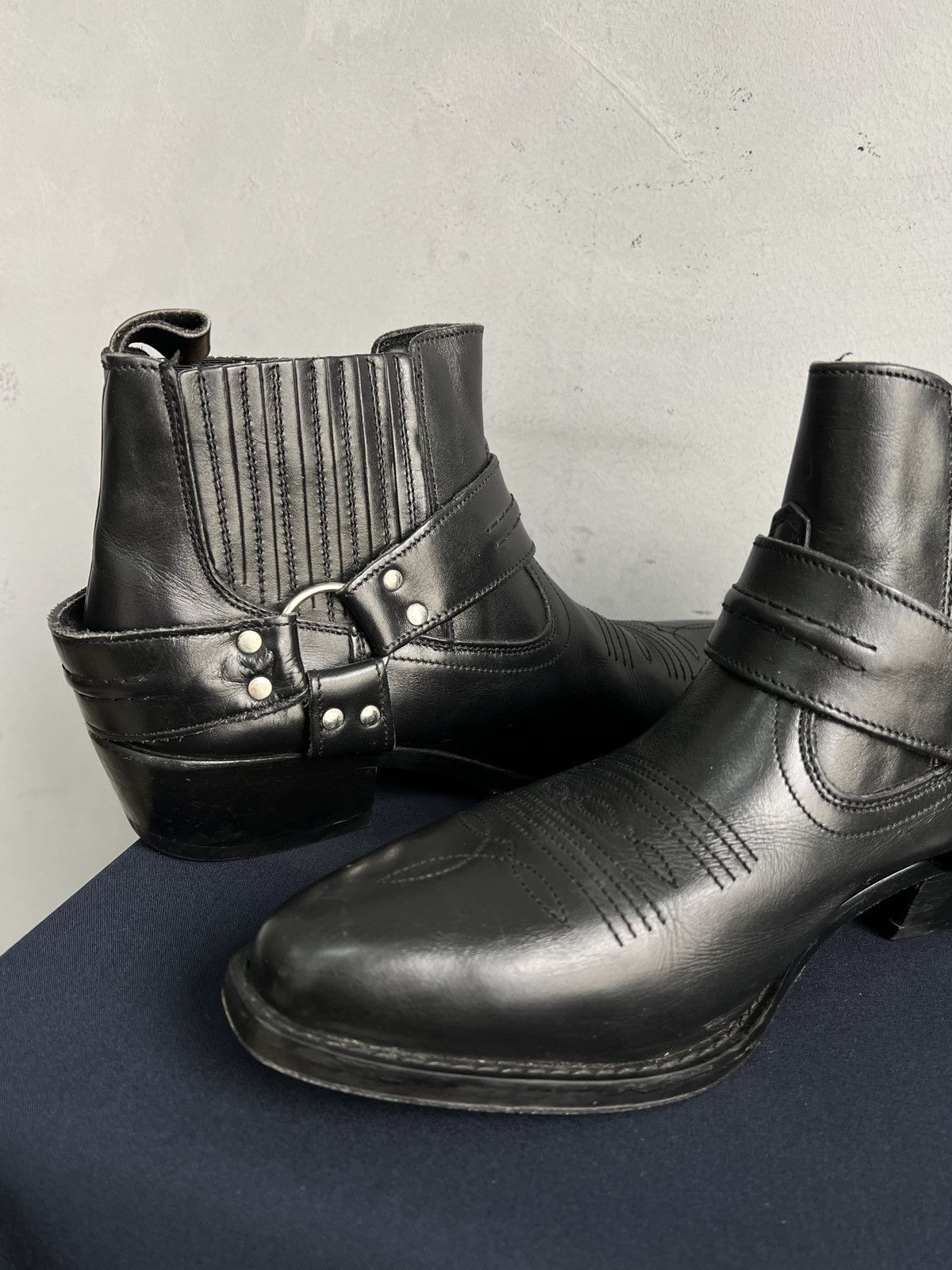 Western Rise Western guidi style leather boots black opium fashion y2k Size US 8.5 / EU 41-42 - 9 Thumbnail