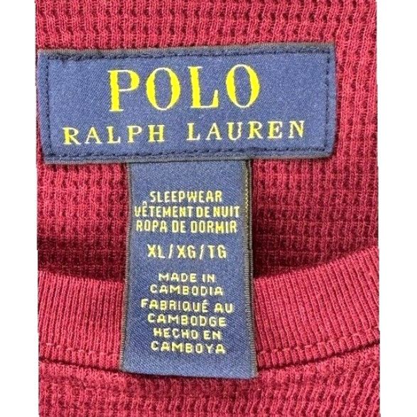 Polo Ralph Lauren Polo Ralph Lauren Shirt Adult XL Red Sleepwear Pony Thermal Long Sleeve Tee Mens Size US XL / EU 56 / 4 - 5 Thumbnail