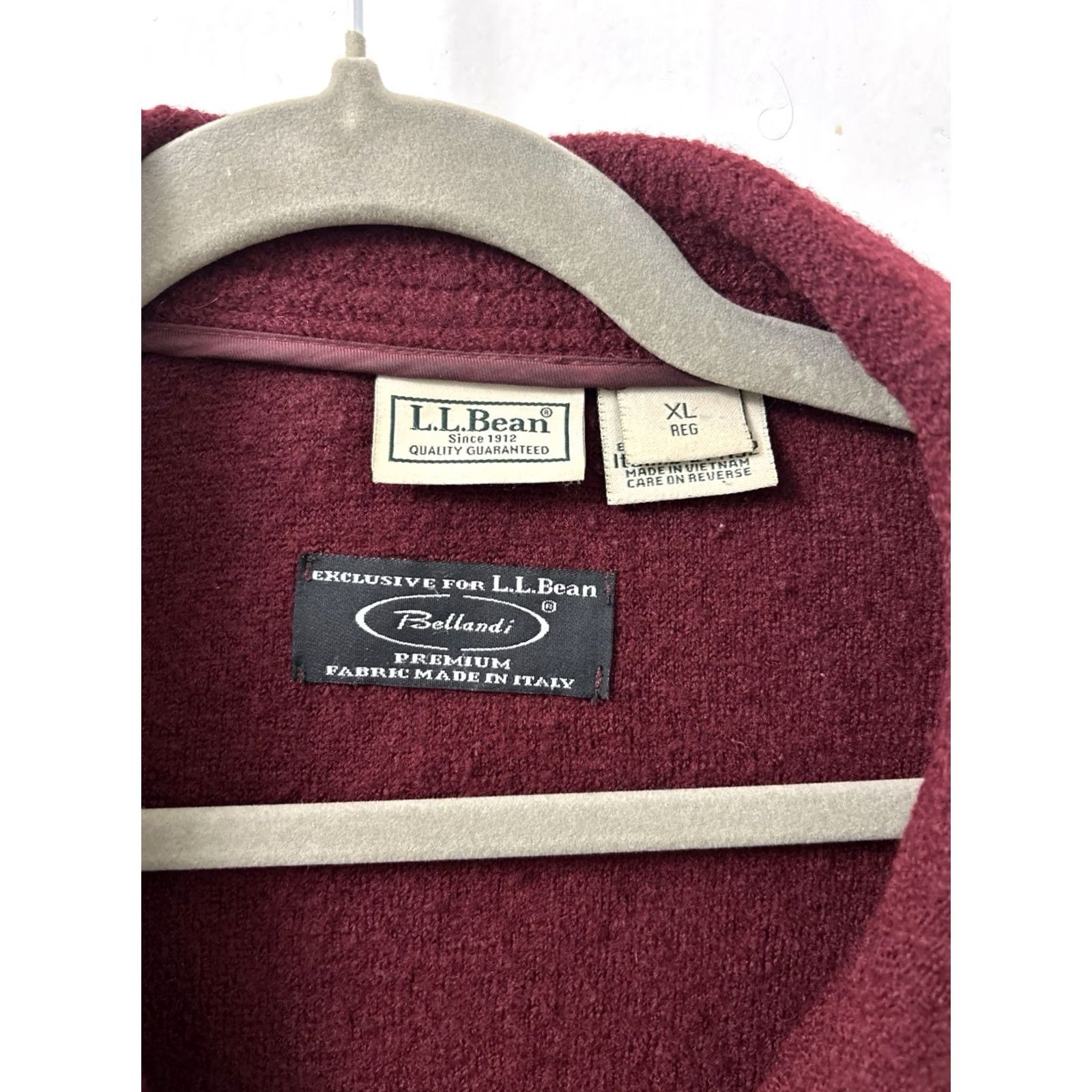 Vintage LL Bean Bellandi Italian Wool Coat Womens XL Burgundy Button Front Jacket 271132 Size XL / US 12-14 / IT 48-50 - 7 Thumbnail