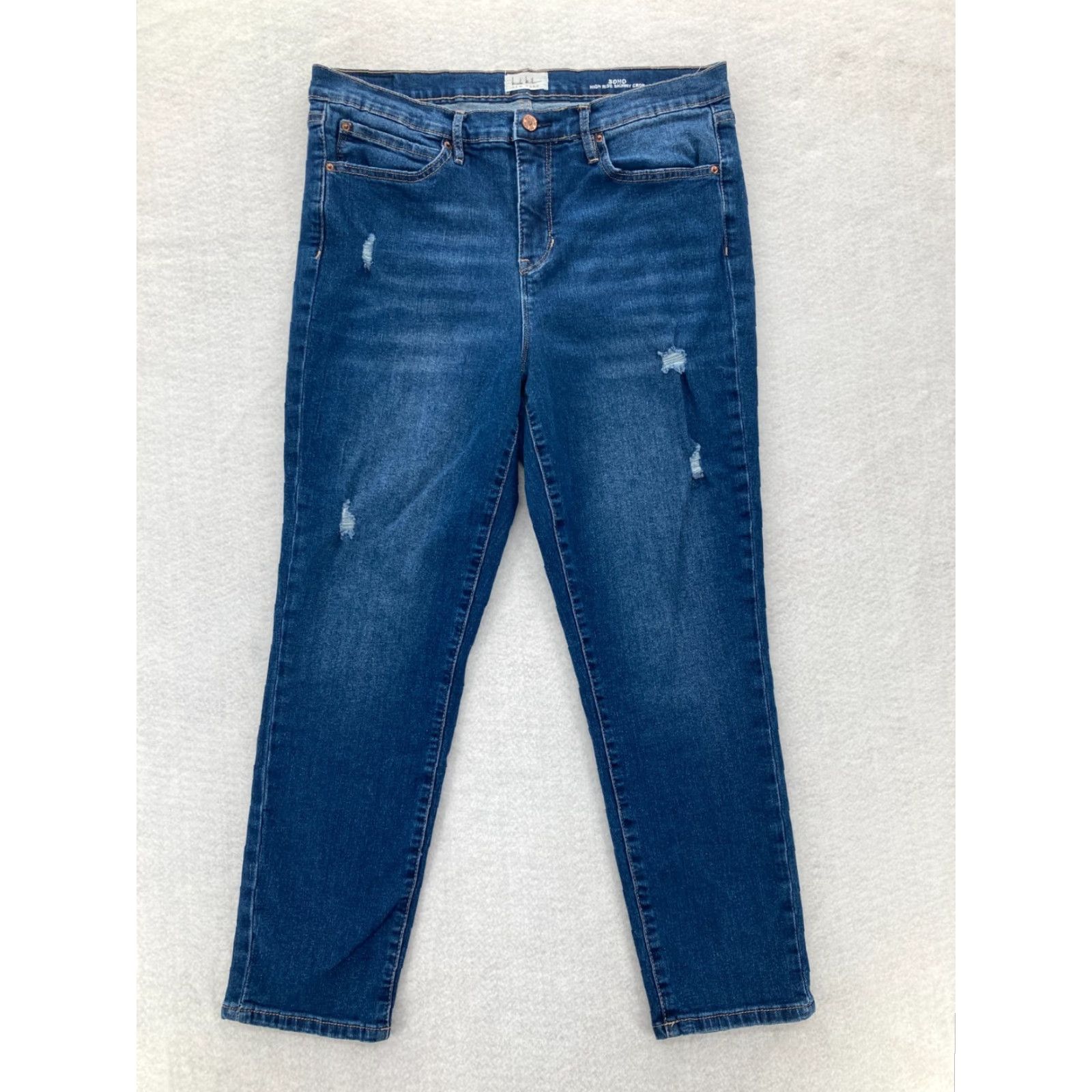 Nicole Miller Nicole Miller Soho Skinny Crop Jeans Womens 8 Blue Stretch Denim Distressed City Size 30" / US 8 / IT 44 - 2 Thumbnail