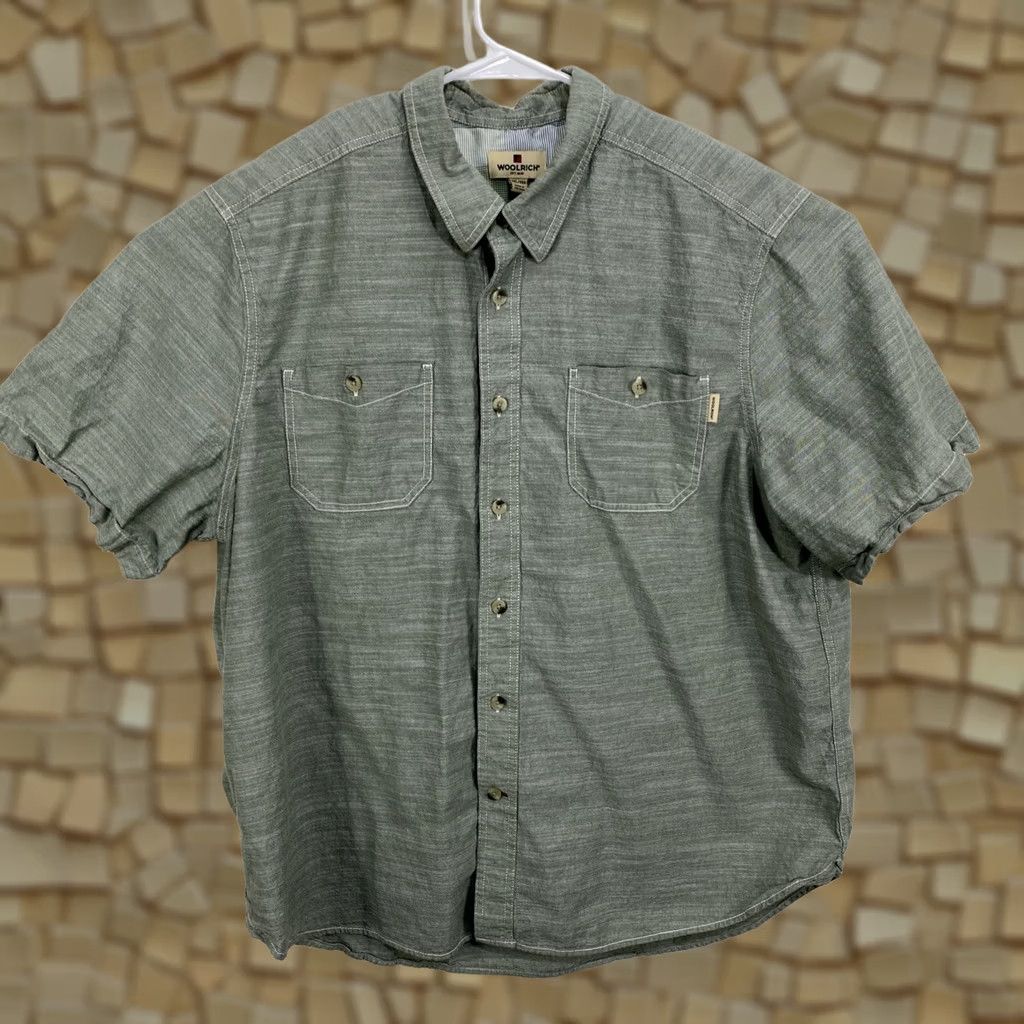 Vintage Woolrich Mens Short Sleeve Button-Up Shirt XXL Green Pockets Casual Outdoor Logo Button-Down Collar Size US XXL / EU 58 / 5 - 1 Thumbnail