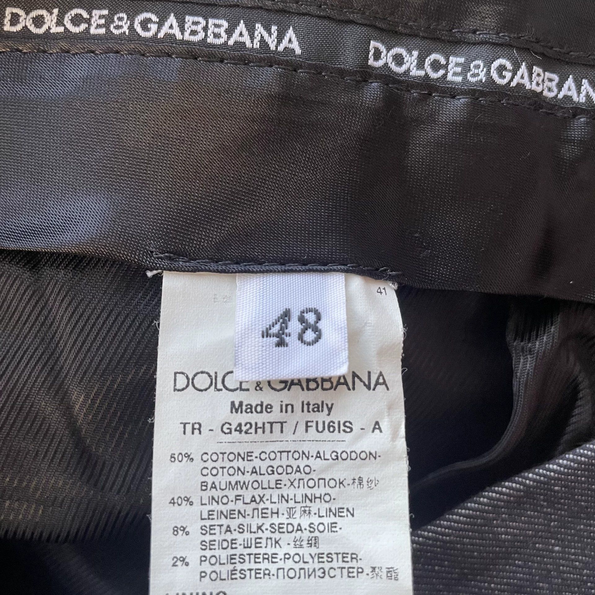 Dolce & Gabbana D&G 95 New Black Linen Trousers Men's 48 IT Size US 41 - 4 Thumbnail