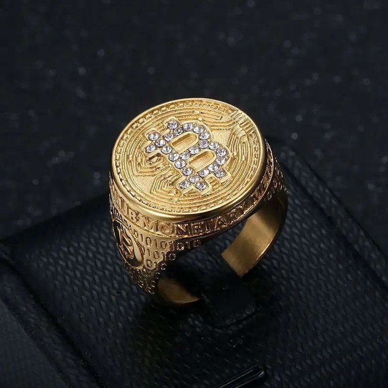 Vintage Stainless Steel Titanium Hip Hop Bling Iced Out Bitcoin Size ONE SIZE - 1 Thumbnail