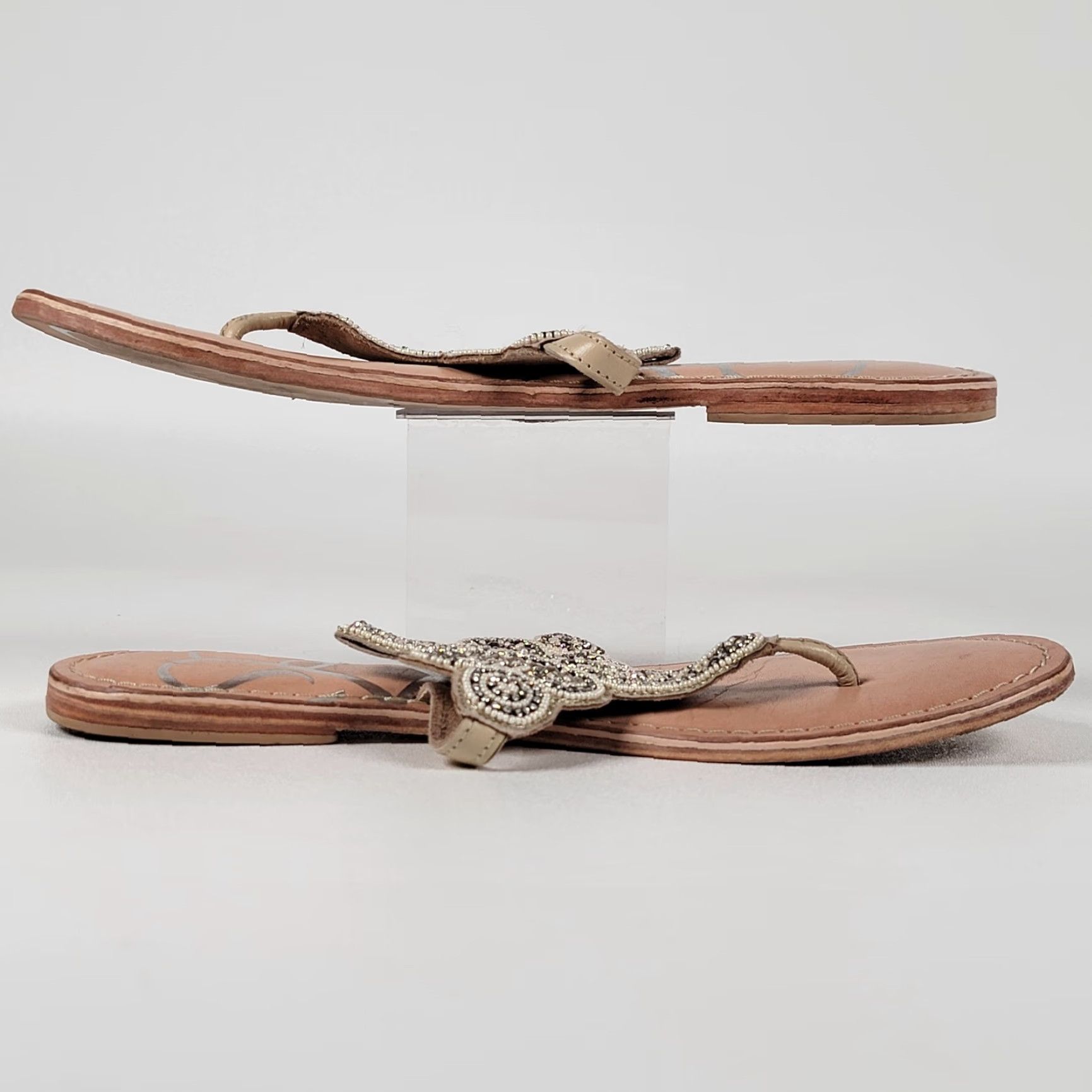 Vintage J. Renee Rhinestone Thong Sandals Women's Size 9 Olivia Miller Slip On Flat Silver Rhinestone Sandal Slide Women Shoes Size US 9 / IT 39 - 4 Thumbnail