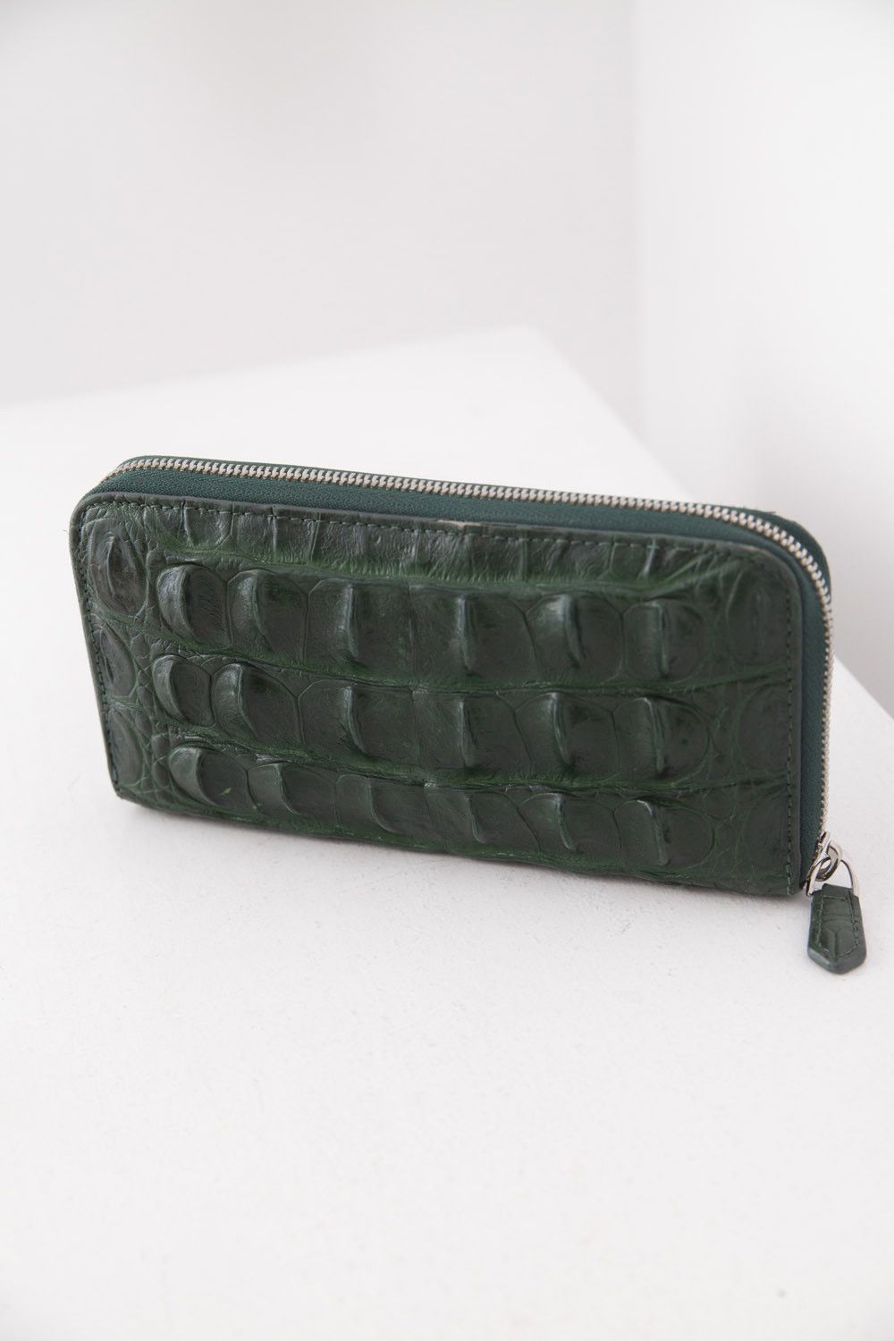 Green crocodile embossed wallet
