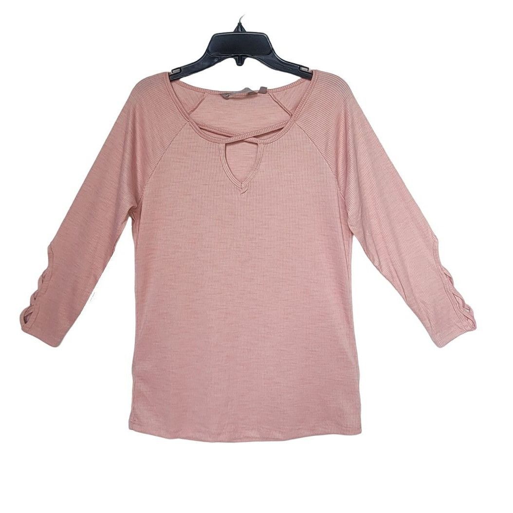 Other ⭐Harmony Sz S Basic Women Active top Coral Pink textured 3/4 Size S / US 4 / IT 40 - 2 Thumbnail