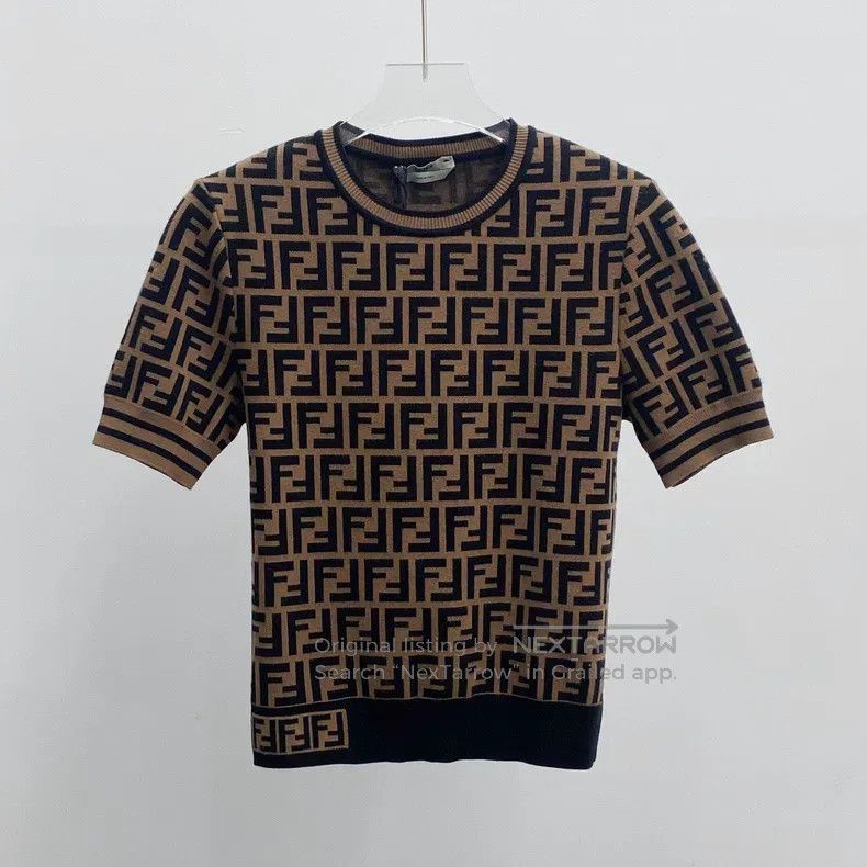 Fendi Fendi Caramel full print round neck short-sleeve sweater Size XXS / US 00 / IT 34 - 1 Thumbnail