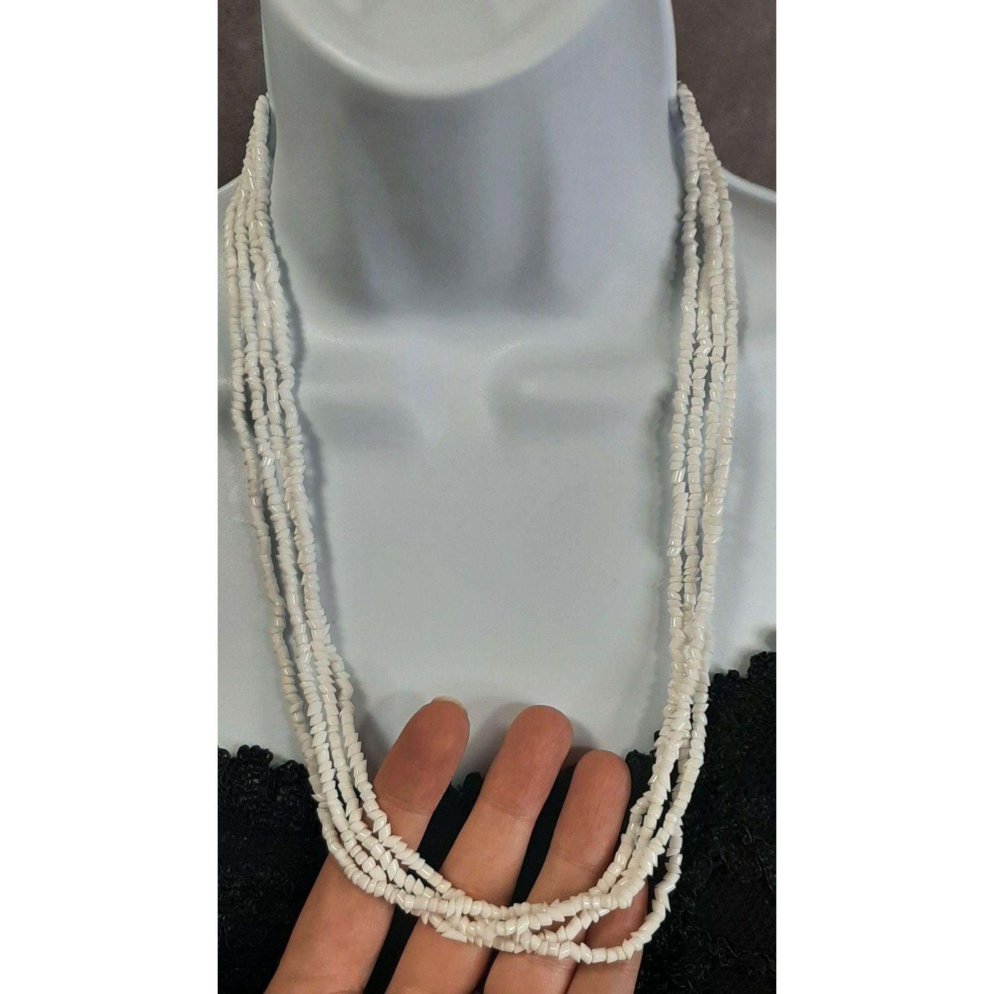 Other Vintage White Glass Beaded Multi-Strand Necklace Size ONE SIZE - 3 Thumbnail
