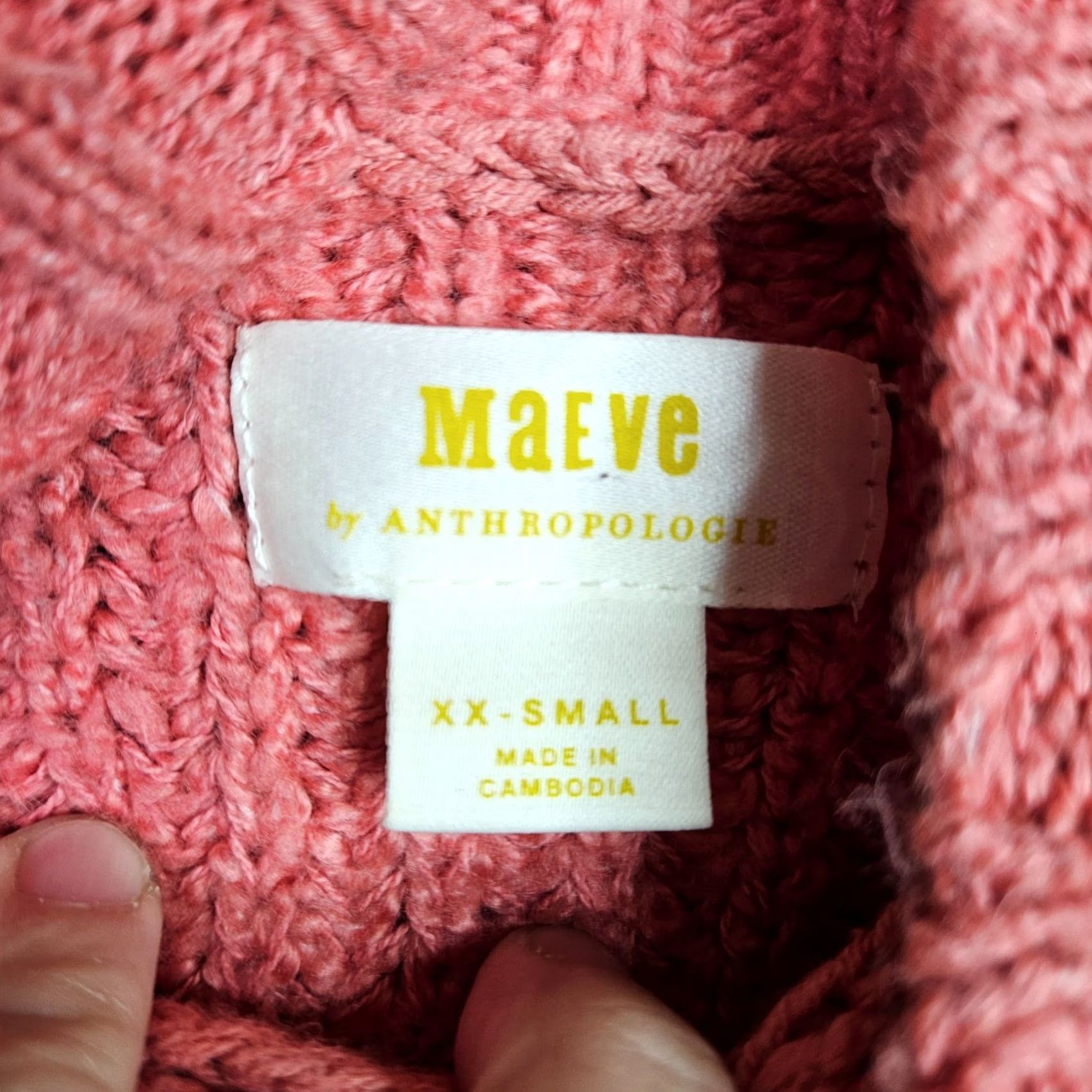 Anthropologie Anthropologie Women Sweater XXS Pink Chunky Knit Turtleneck Cozy Size XXS / US 00 / IT 34 - 3 Thumbnail