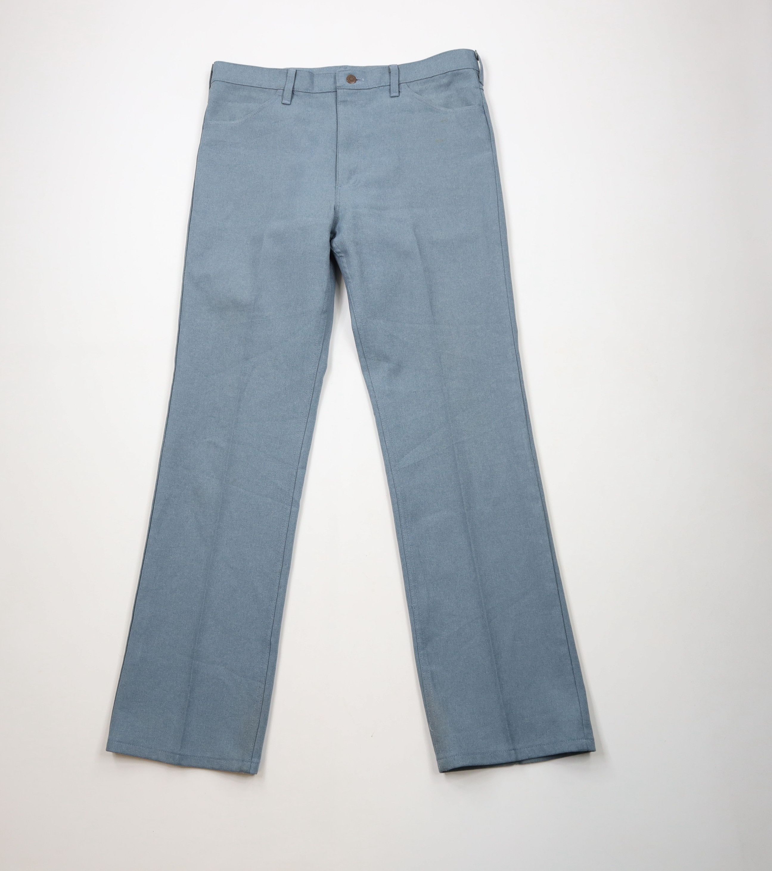 Vintage × Wrangler Vintage 70s Wrangler Knit Wide Leg Chino Pants Blue USA Size US 36 / EU 52 - 1 Thumbnail