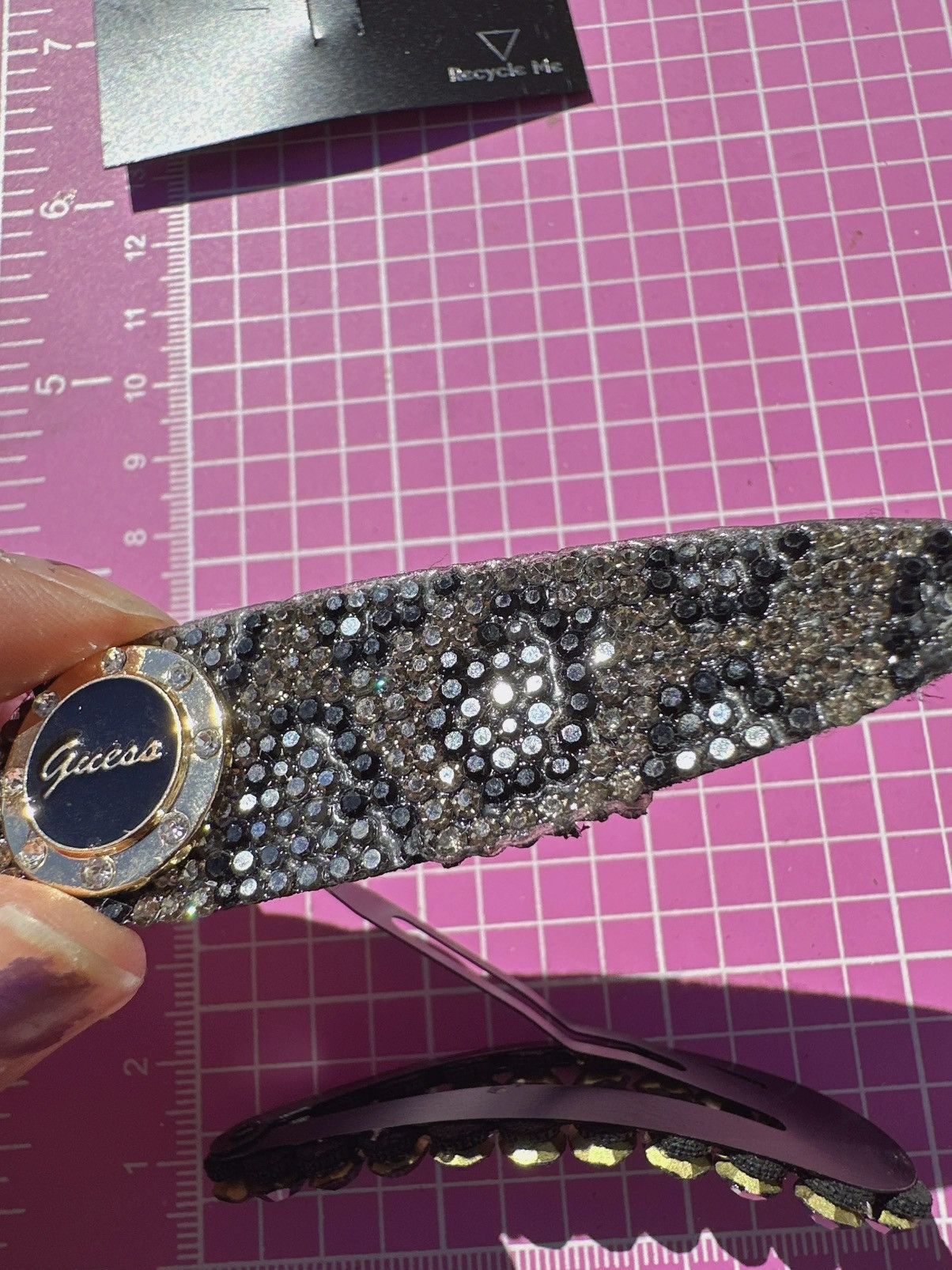 Guess Guess hair clips golden logo animal print shiny diamonds Size ONE SIZE - 7 Thumbnail