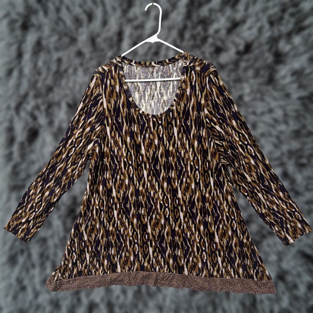 Logo 7 VINTAGE Logo Tunic Top 2X Plus Ikat Animalier Earthy Autumncore Whimsigoth Lagenlook Size XXL / US 16-18 / IT 52-54 - 1 Thumbnail