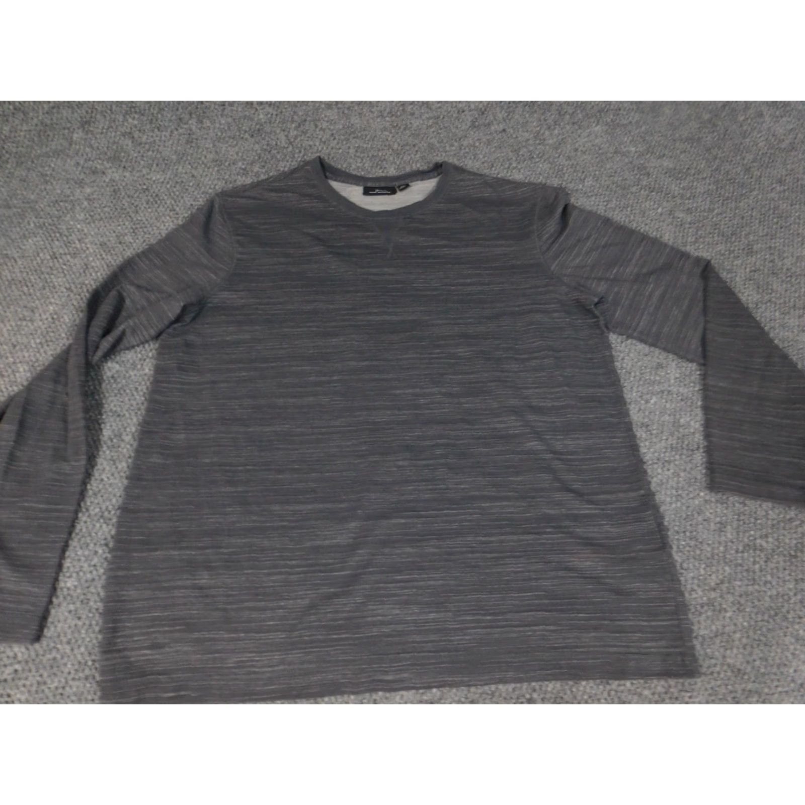 Marcs Marc Anthony Mens Shirt L Gray Striped Long Sleeve Crew Neck Knit Cotton Polyester Logo Breathable Regular American Beach Fish T-Shirt Mens Size US L / EU 52-54 / 3 - 2 Thumbnail