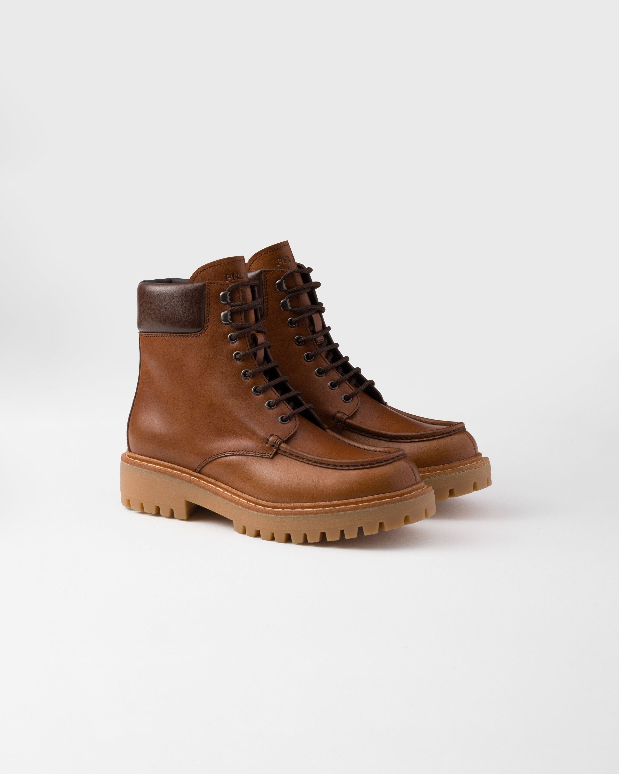 Prada o1la1rc1a0925 Leather Work Boots in Brown Size US 9.5 / EU 42-43 - 1 Thumbnail