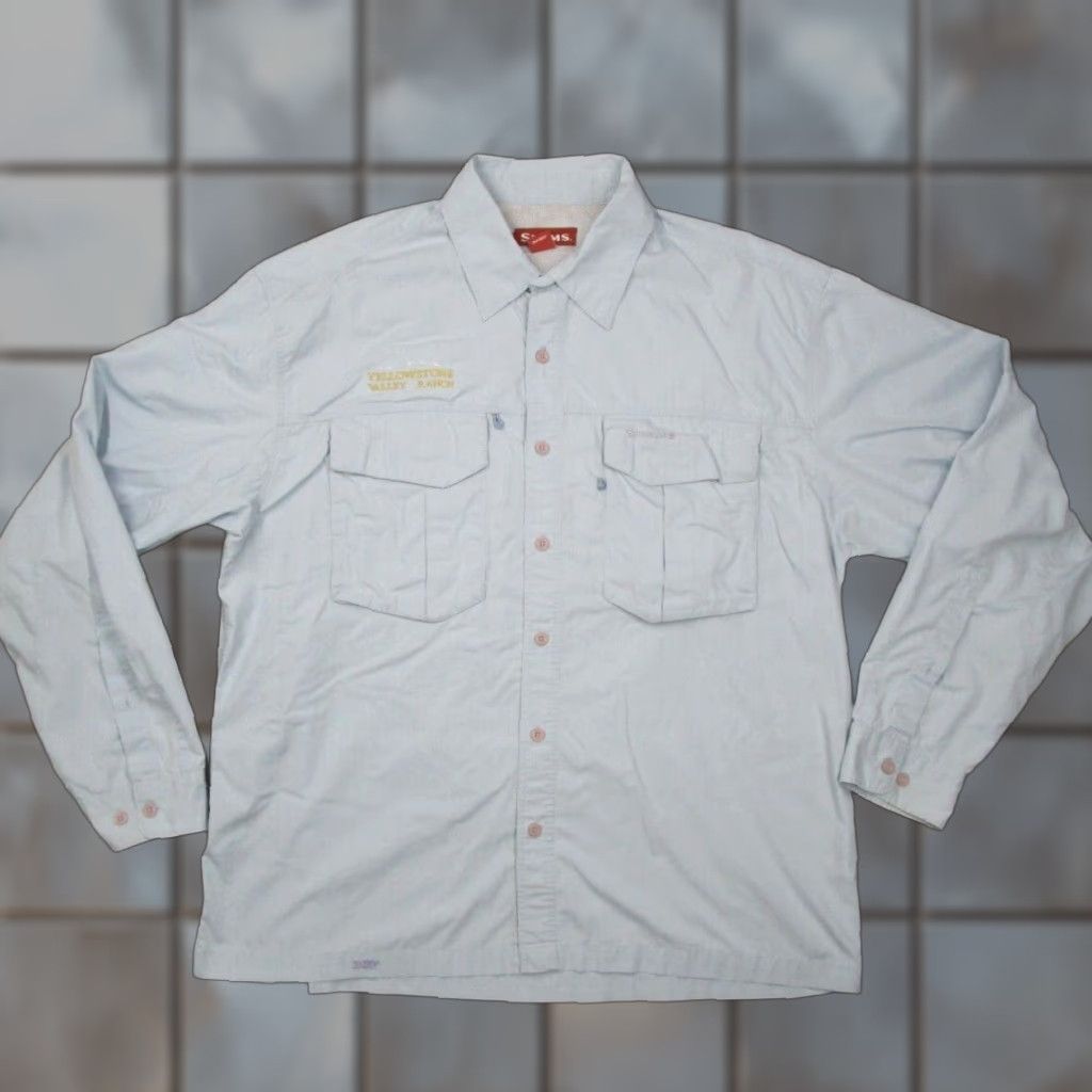 Vintage SIMMS Shirt Mens XL Blue Button-Up 3XDry Yellowstone Valley Ranch Fish Button-Down Collared All Seasons Pockets Size US XL / EU 56 / 4 - 1 Thumbnail