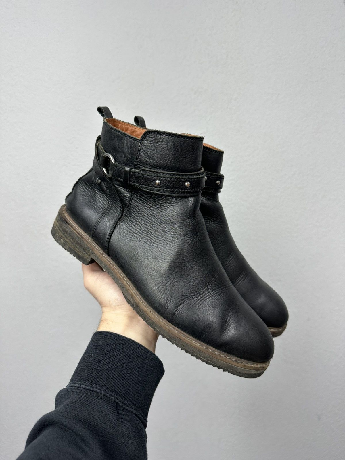 If Six Was Nine AS 98 Vibe Artisan Black Leather Side Zip Ankle Biker Boots Size US 10 / EU 43 - 1 Thumbnail