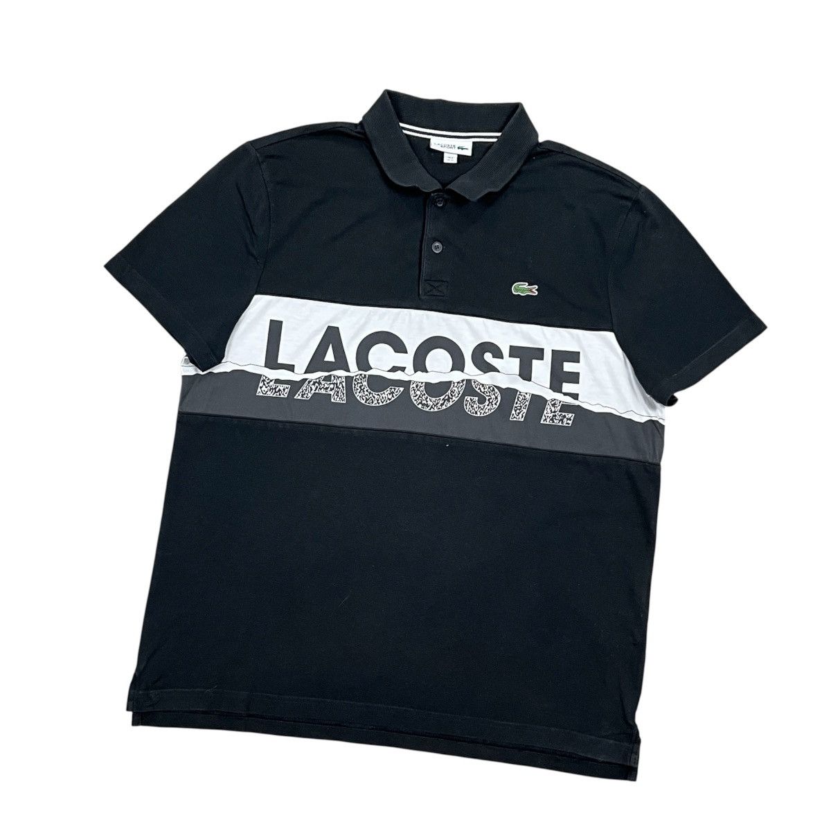 Lacoste Lacoste Sport Logo Graphic Polo Shirt Black White Grey Size US XL / EU 56 / 4 - 1 Thumbnail