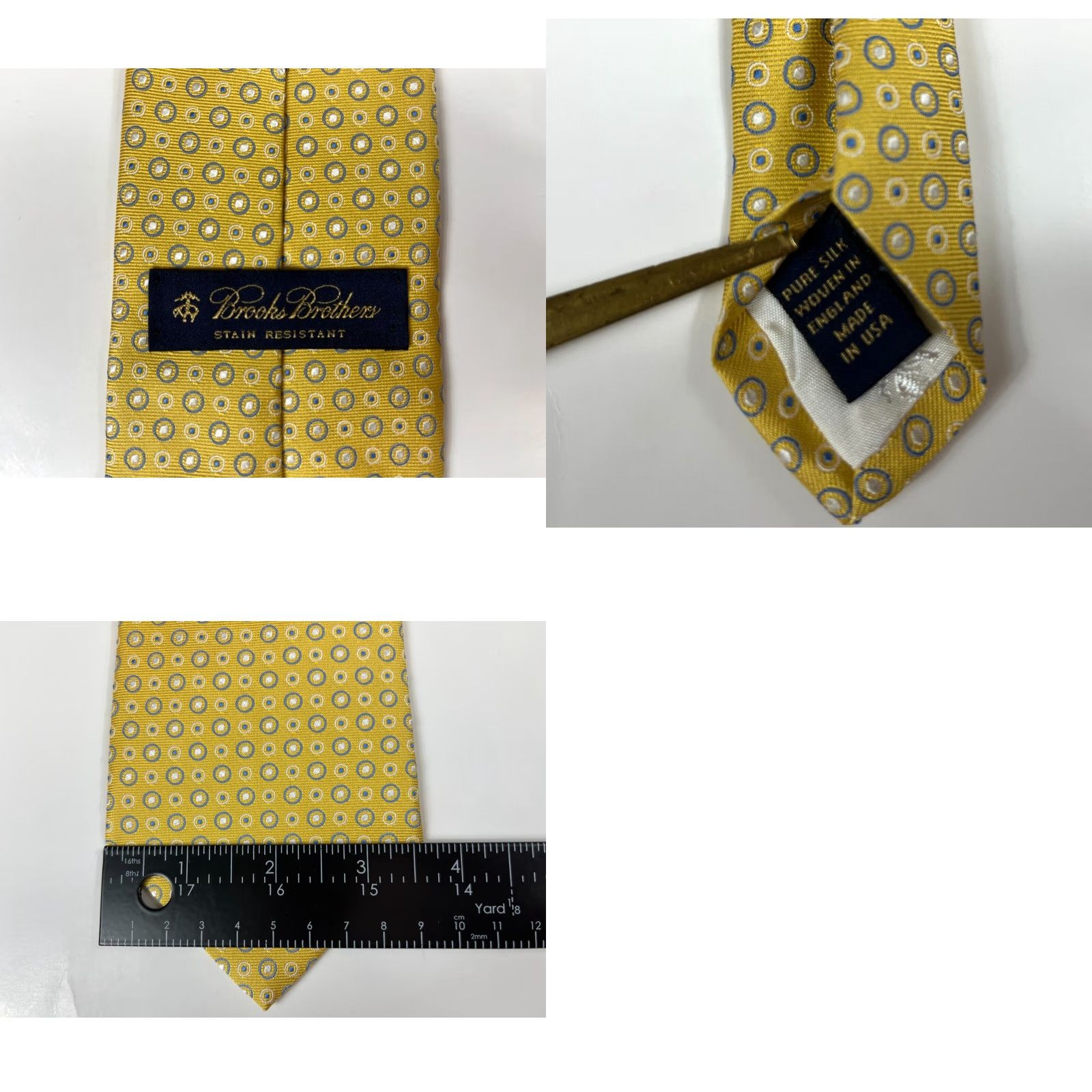Brooks Brothers Brooks Brothers Silk Tie Polka Dot Stain Resistant Woven in England Made in USA Men's Classic Tie Yellow 100% Silk Size ONE SIZE - 8 Thumbnail