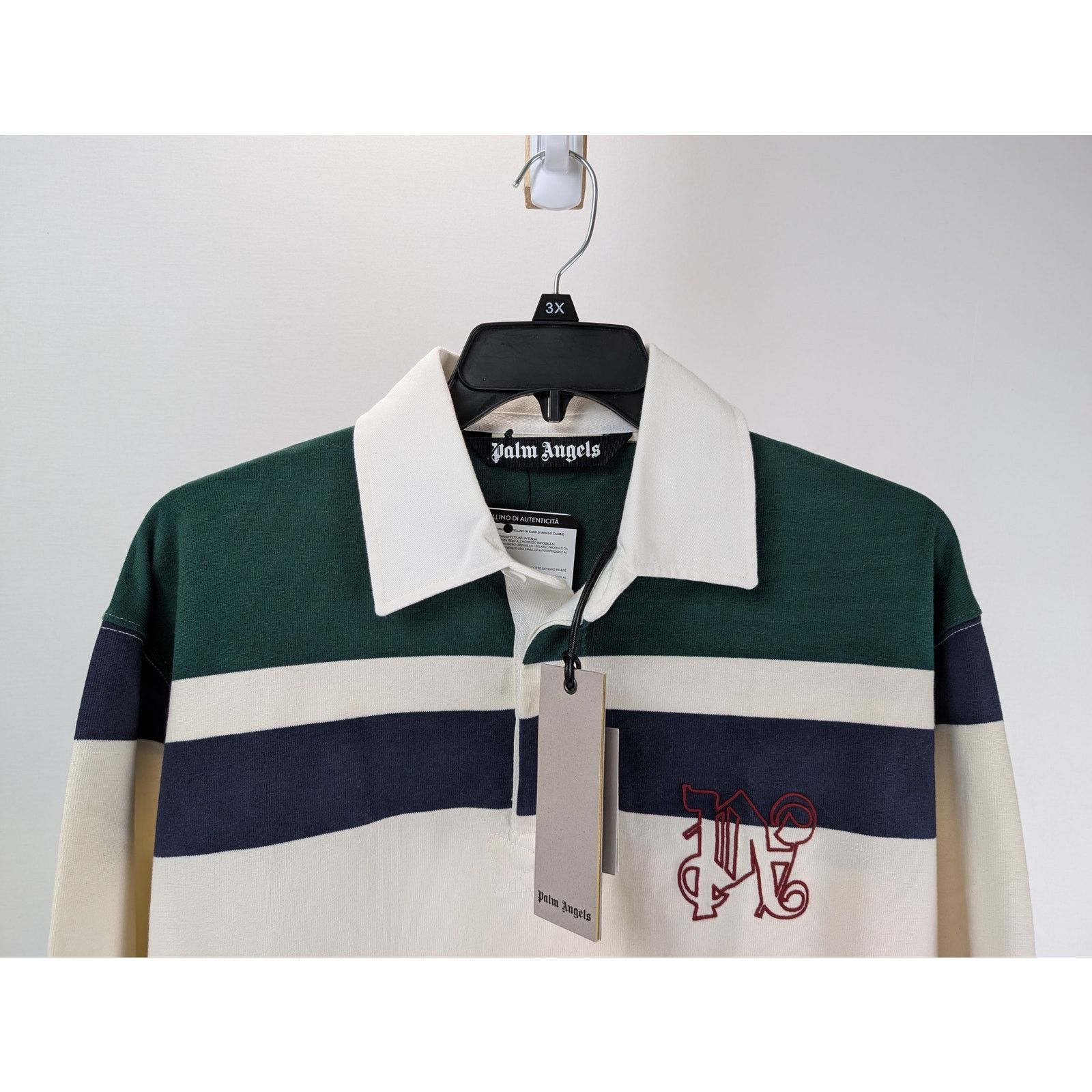 Palm Angels o1rshd1 PA Monogram Rugby Polo in Butter/Red Size US M / EU 48-50 / 2 - 2 Thumbnail