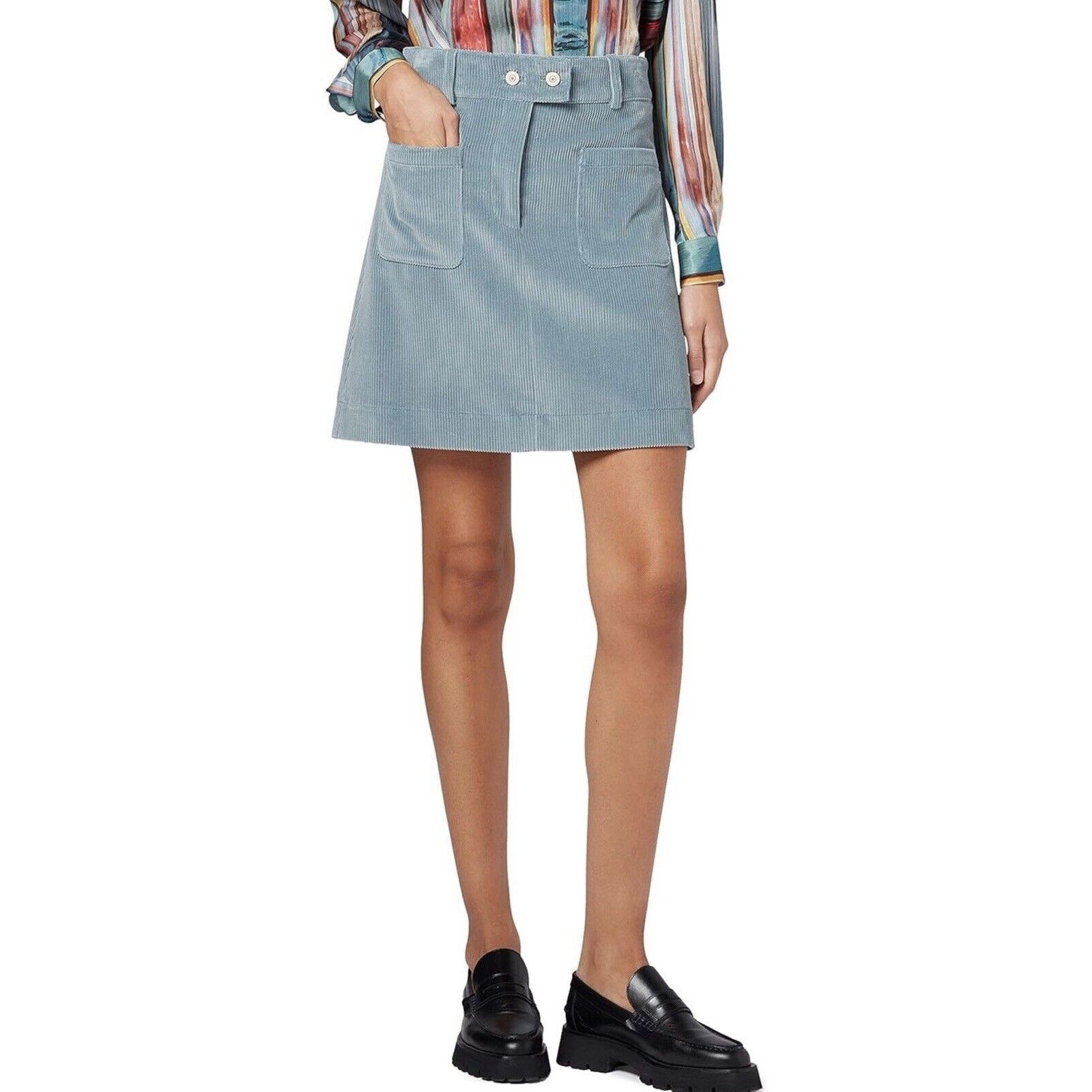 Paul Smith $325 PAUL SMITH Women's Corduroy Skirt Cotton Blue US 10 Size 32" / US 10 / IT 46 - 5 Thumbnail