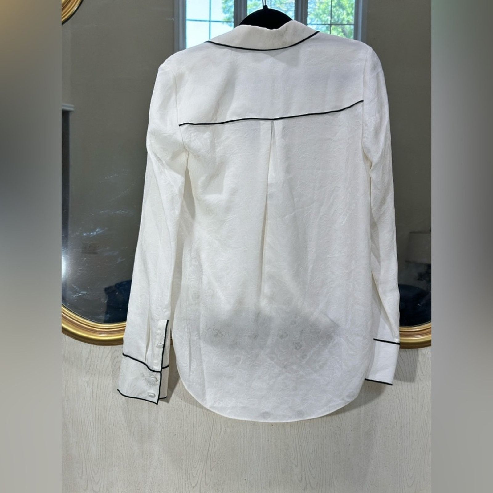 Veronica Beard Veronica Beard Worth Blouse in Off White | 100% Silk | NWT Size XS / US 0-2 / IT 36-38 - 8 Thumbnail