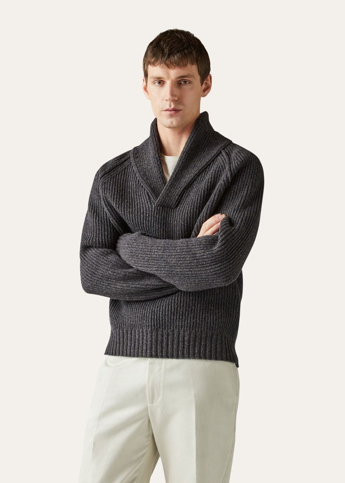 Loro Piana o1srvl11e1024 Scialle Archer Cashmere Sweater in Grey Size US S / EU 44-46 / 1 - 1 Thumbnail