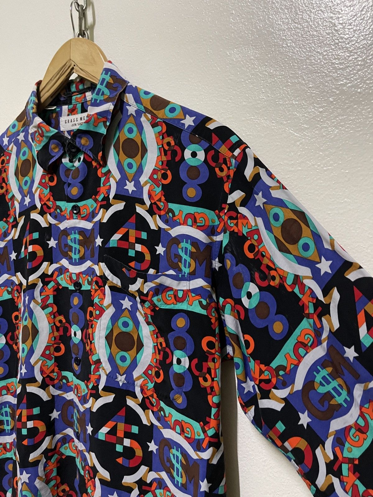 Japanese Brand × Vintage Grass Mens Jun Saito Full Print Shirt Size US L / EU 52-54 / 3 - 5 Thumbnail