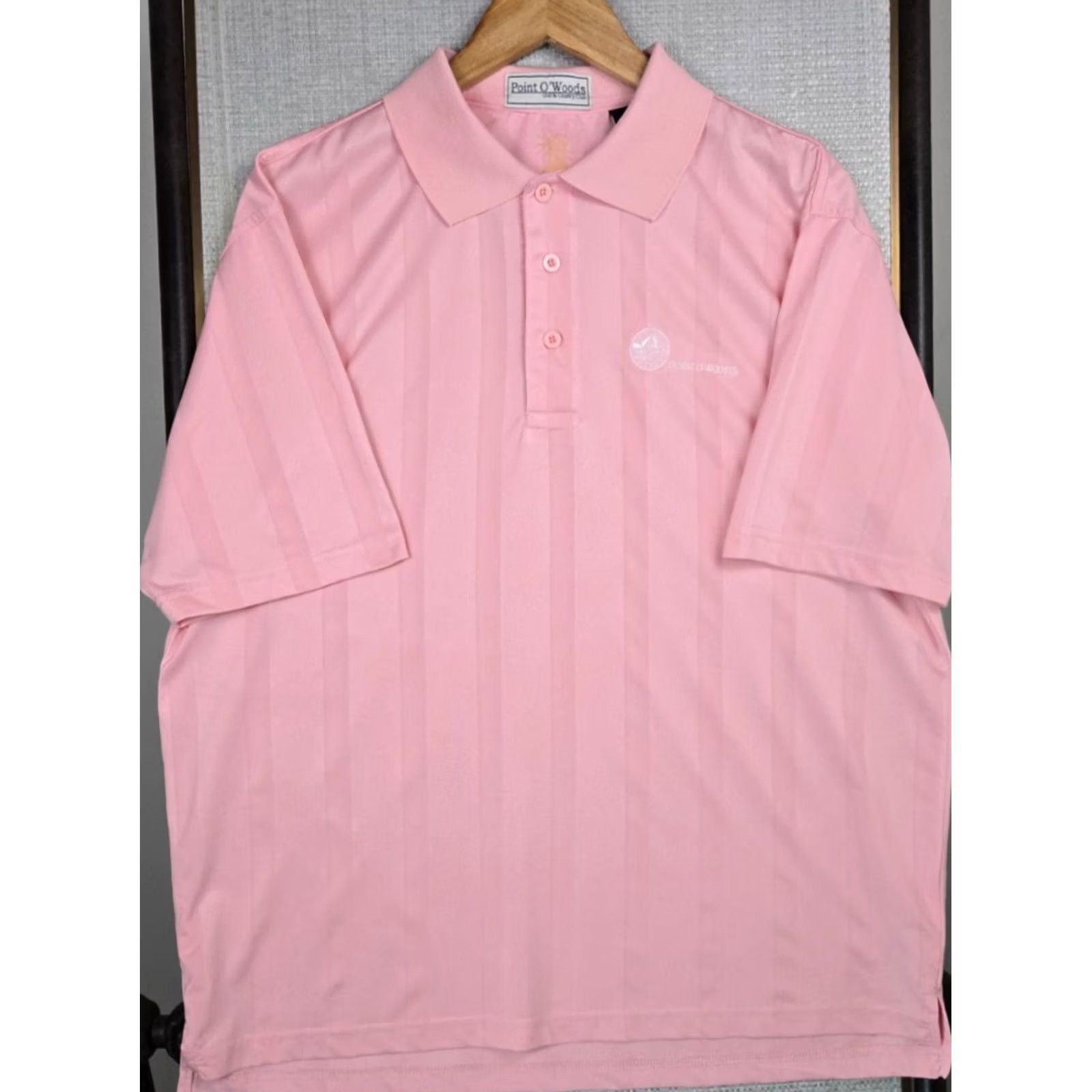 Vintage Point o Woods Shirt Mens M Pink MICHIGAN Stripe Polo Size Poly Bamboo Size US M / EU 48-50 / 2 - 4 Thumbnail
