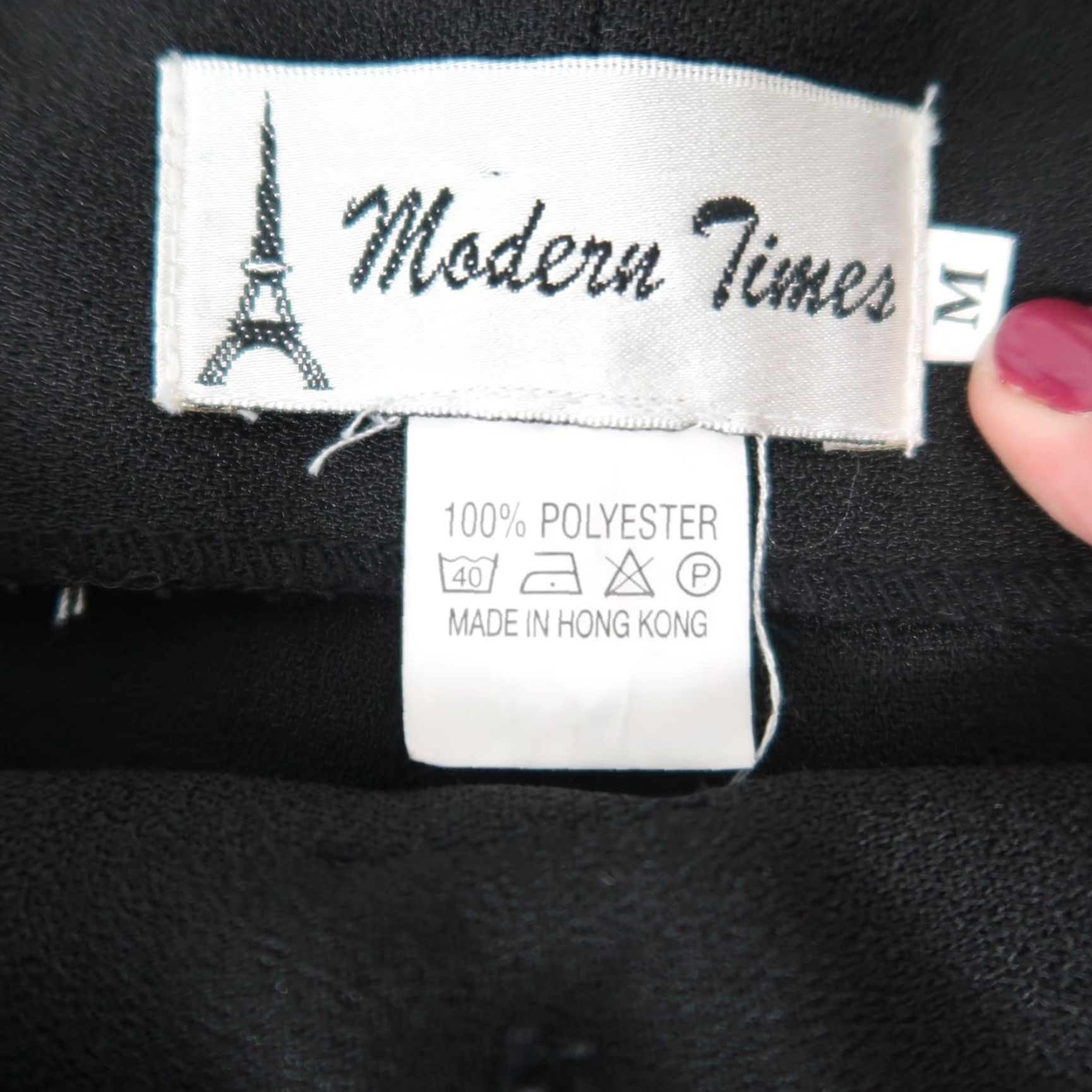 Vintage VINTAGE 90s Modern Times black high rise wide leg Pants M Women Dress Pants Wide-Leg? Size 27" / US 4 / IT 40 - 4 Thumbnail