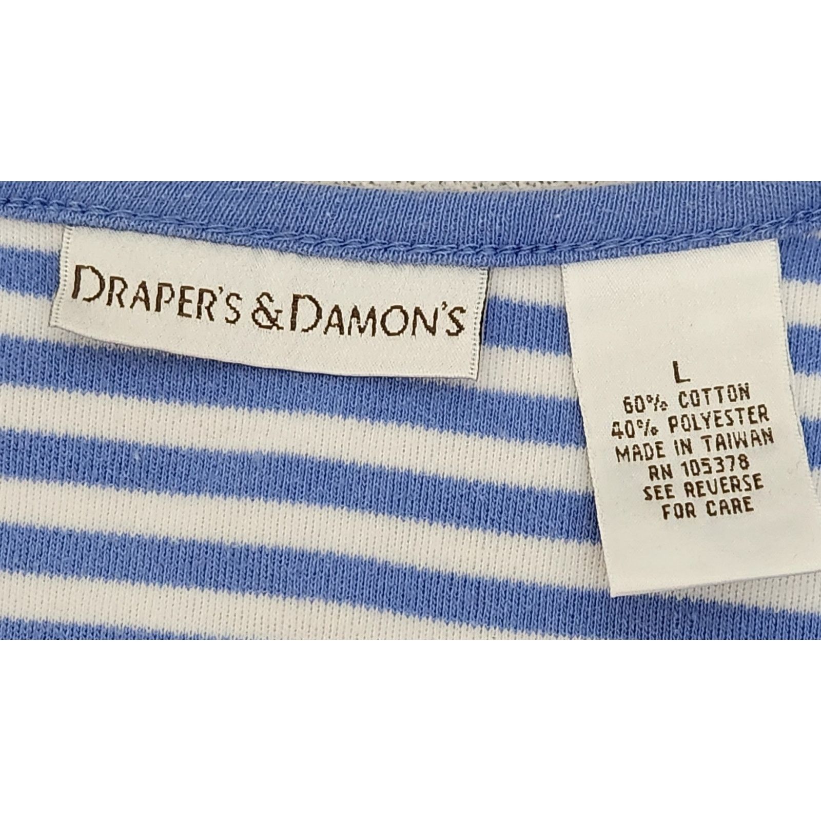 Other Draper's & Damon's Blue White Striped Round Neck Top Large Size L / US 10 / IT 46 - 4 Thumbnail