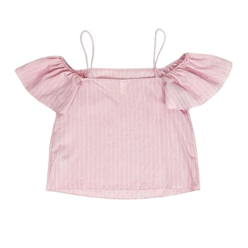 H&M H&M Blouse Flutter Sleeve Spaghetti Strap White Pink W 2 NWT Size XS / US 0-2 / IT 36-38 - 7 Thumbnail