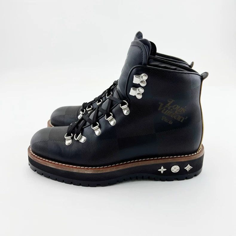 Louis Vuitton Louis Vuitton Black Checkerboard Logo Martin Boots - dmc Size US 8 / EU 41 - 1 Thumbnail